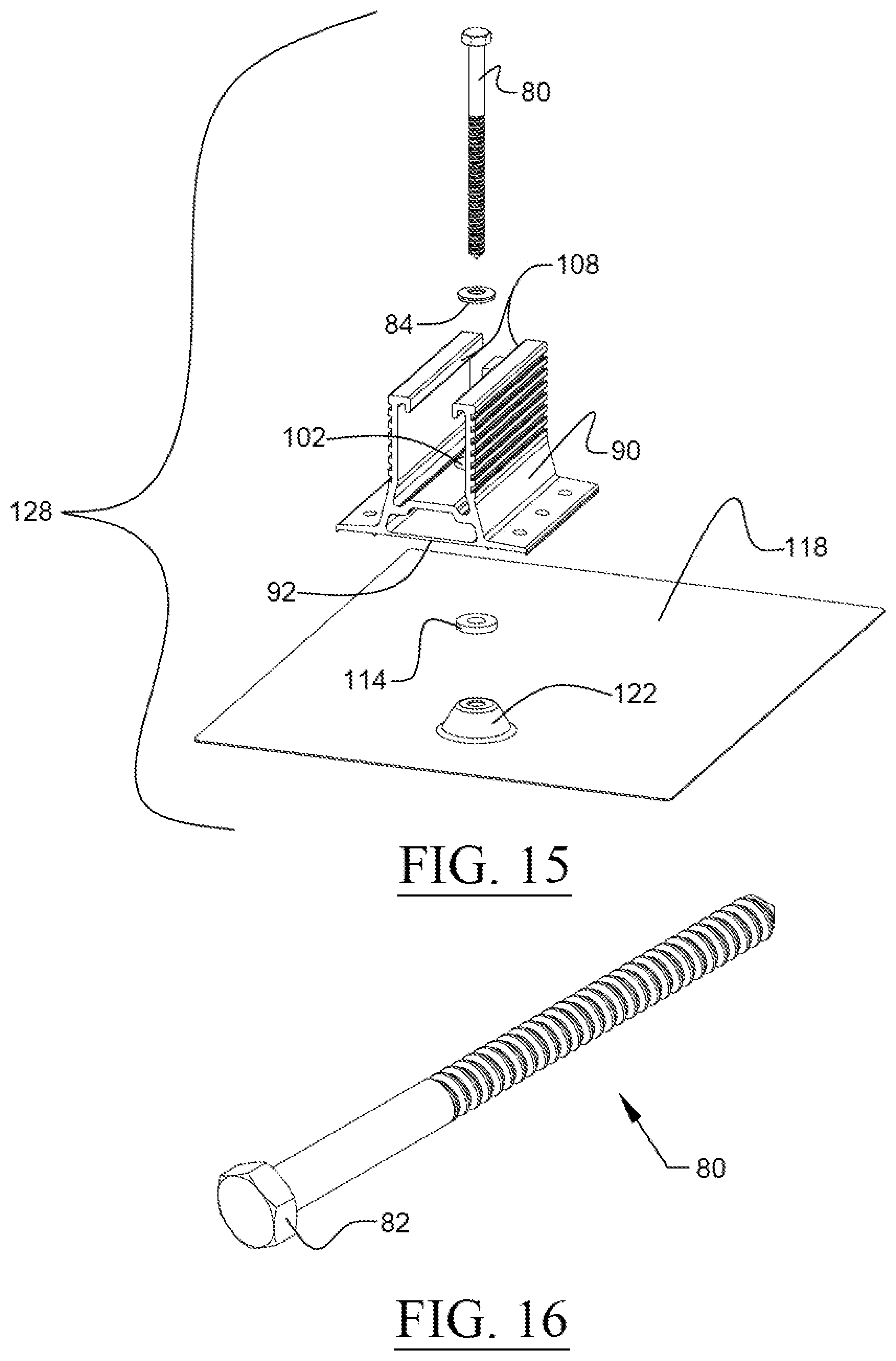 Patent US12556128 Figure 8 – Universal sloped roof solar panel mounting system