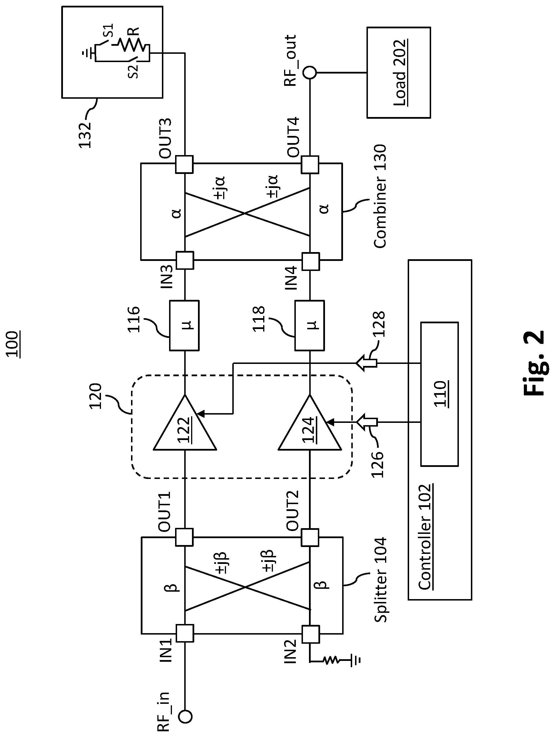 Patent US12556142 Figure 2 – Reconfigurable and tunable power amplifier
