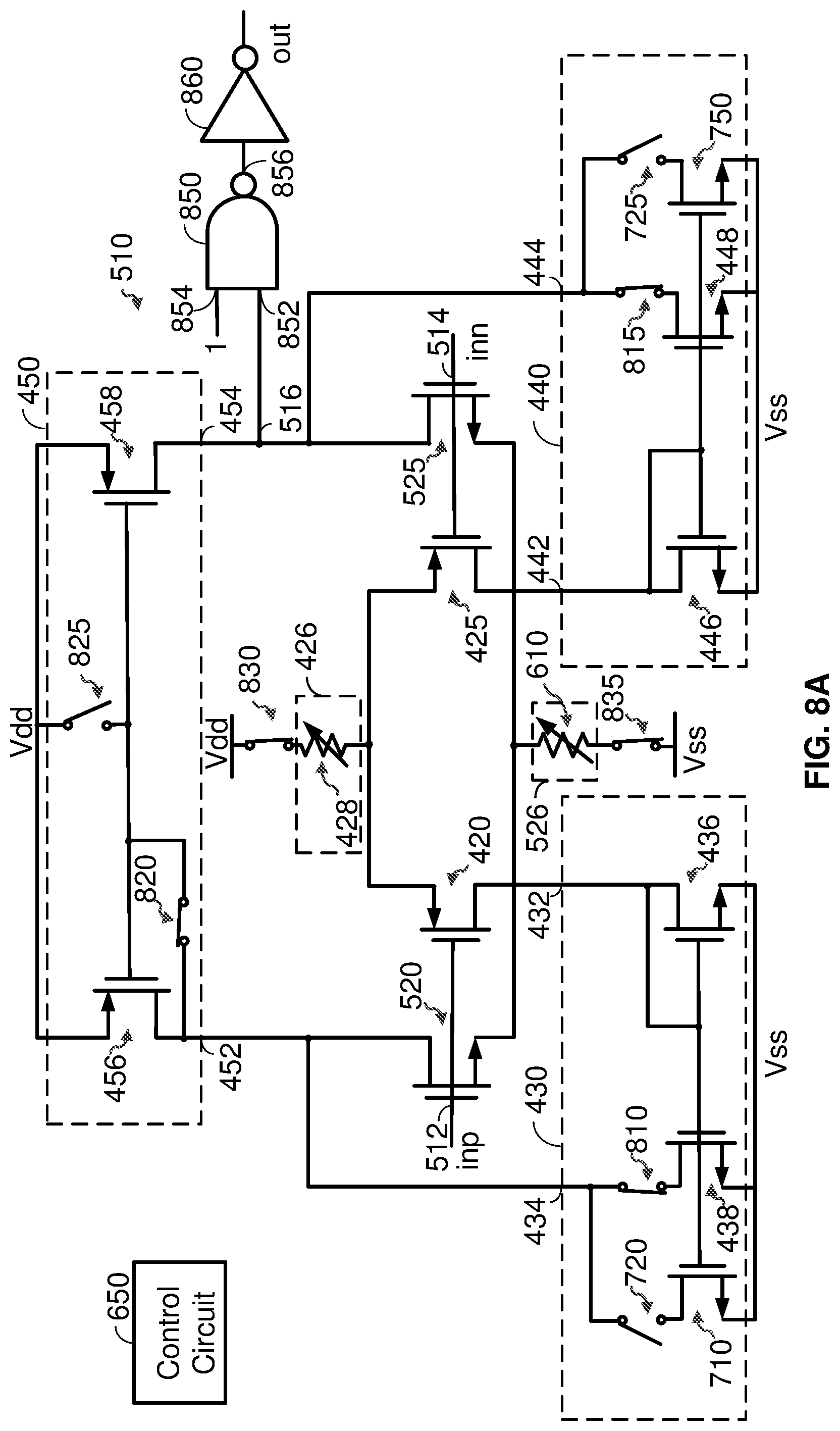 Patent US12556148 Figure 10 – Hybrid low power rail to rail amplifier with leakage control
