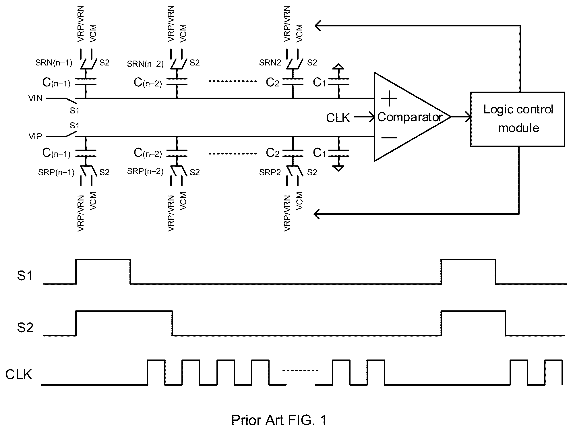 Patent US12556195 Figure 1 – Successive approximation register analog-to-digital converter and comparison method