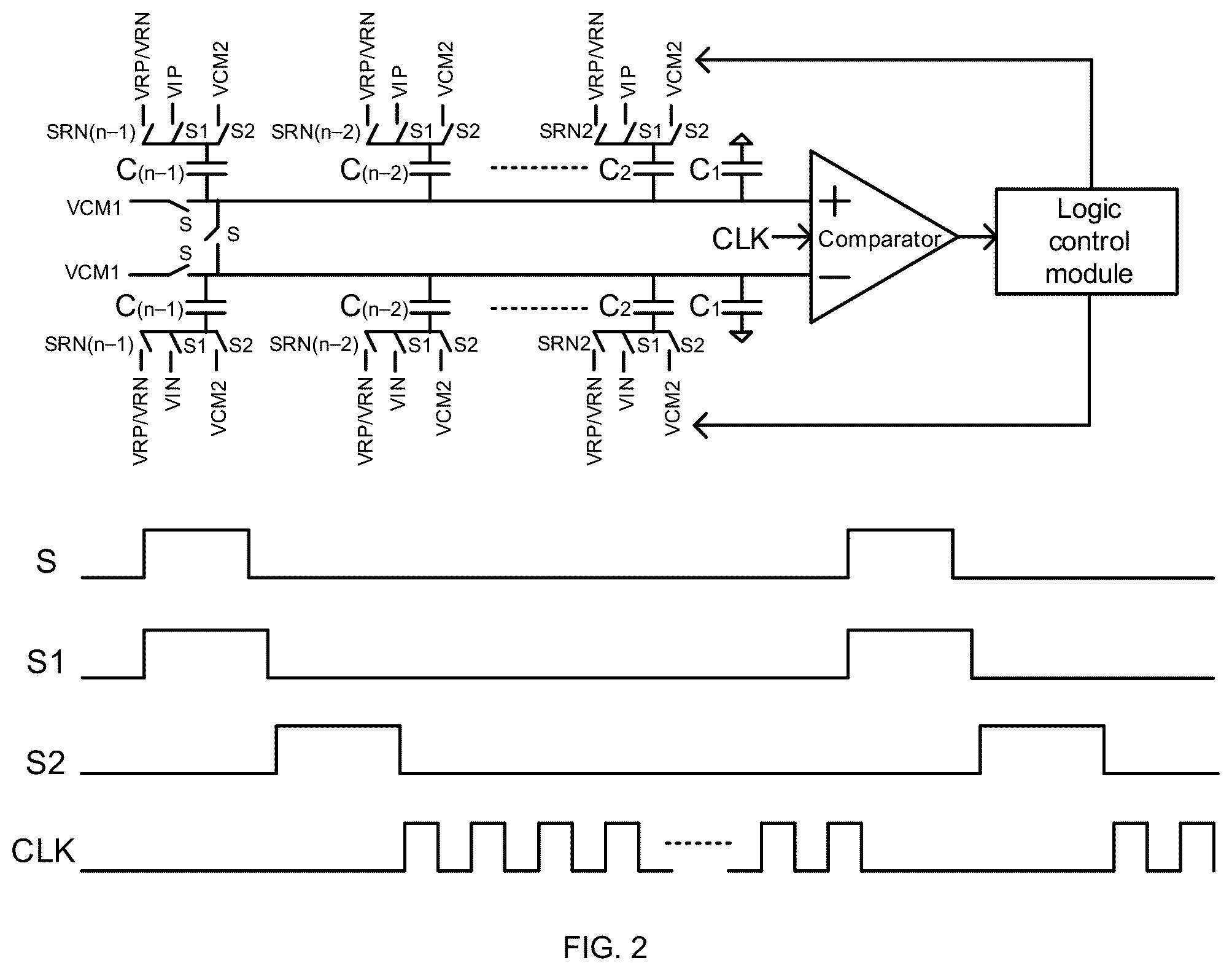 Patent US12556195 Figure 2 – Successive approximation register analog-to-digital converter and comparison method
