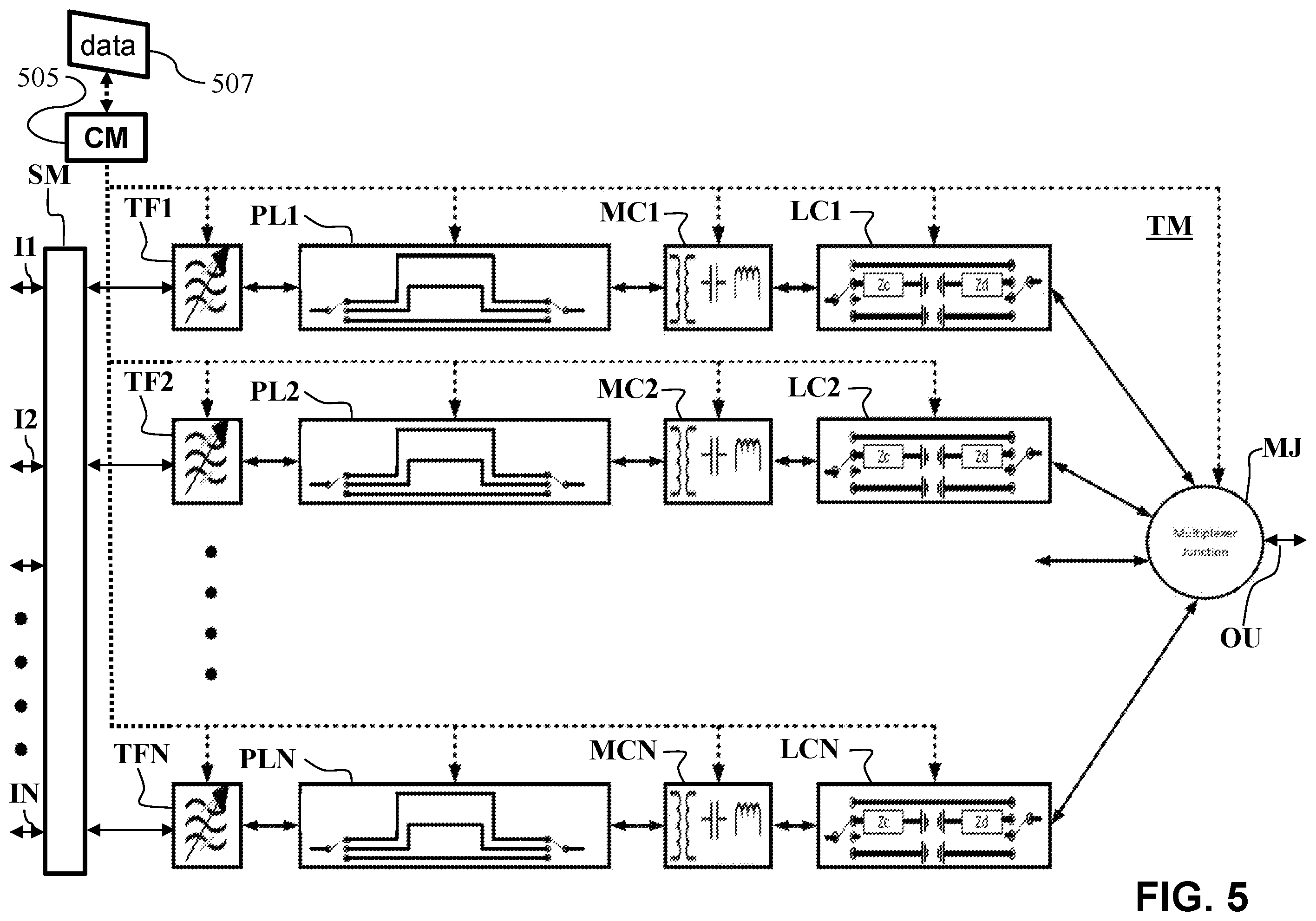 Patent US12556204 Figure 6 – Active multiplexer