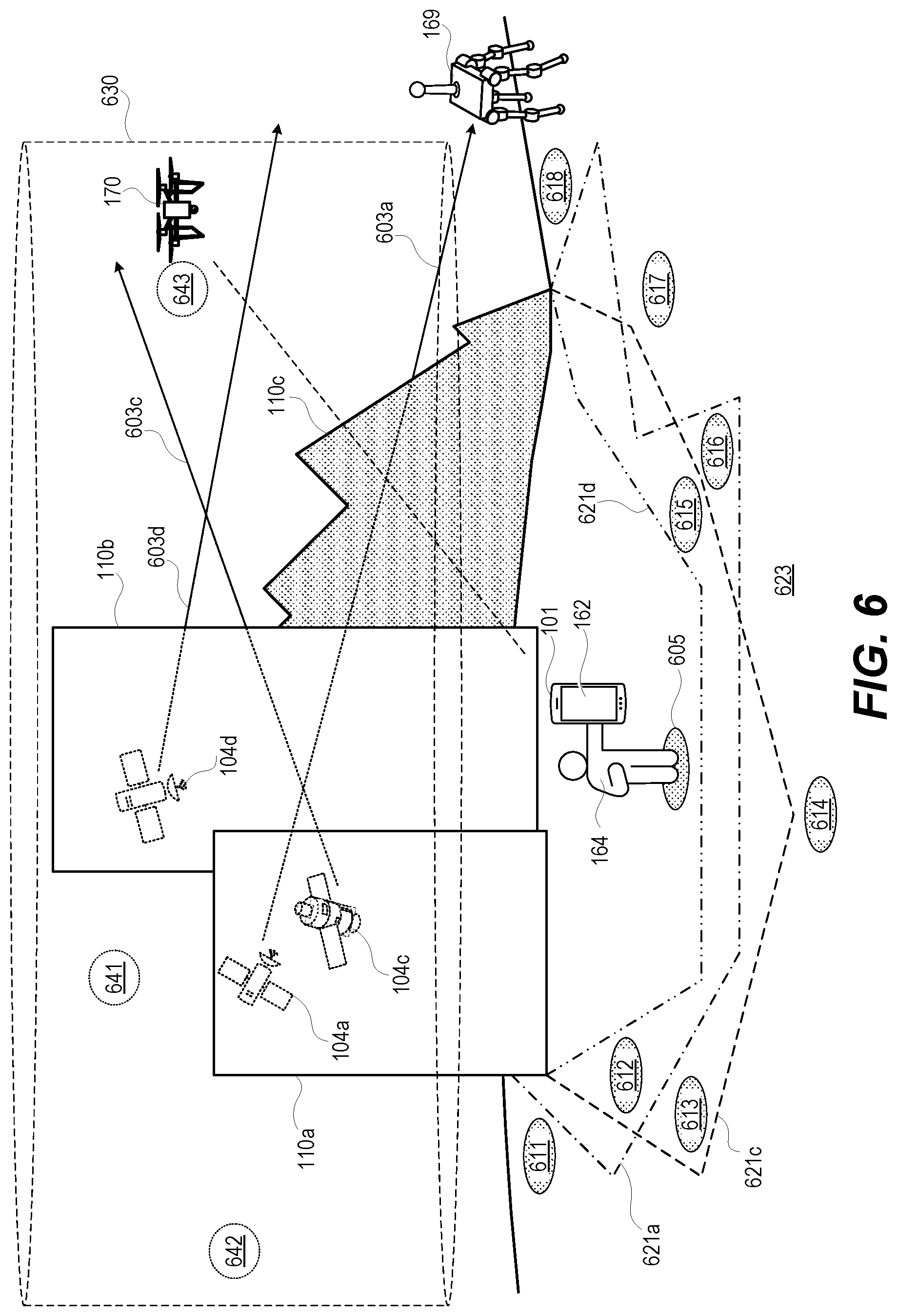 Patent US12556269 Figure 8 – Inter-satellite handover optimization based on terrestrial obstacle obstruction prediction by user device in obstruction scenarios