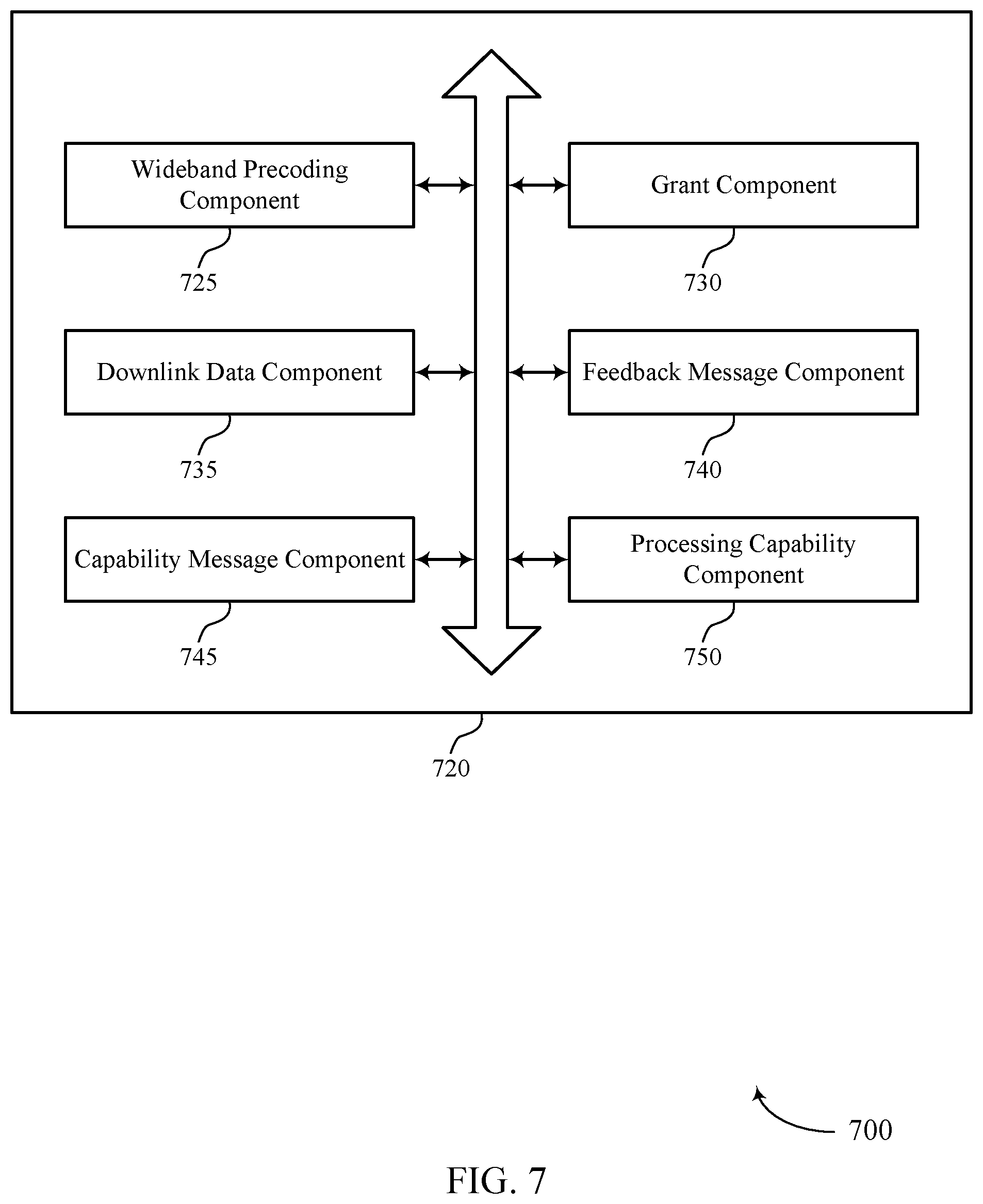 Patent US12556328 Figure 7 – Processing time for wideband precoding in subband full-duplex