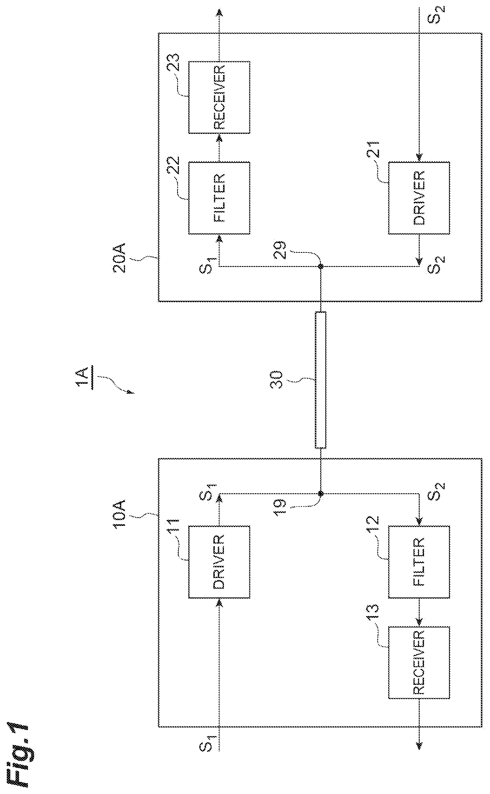 Patent US12556360 Figure 1 – Signal transmitting and receiving device and bidirectional communication system