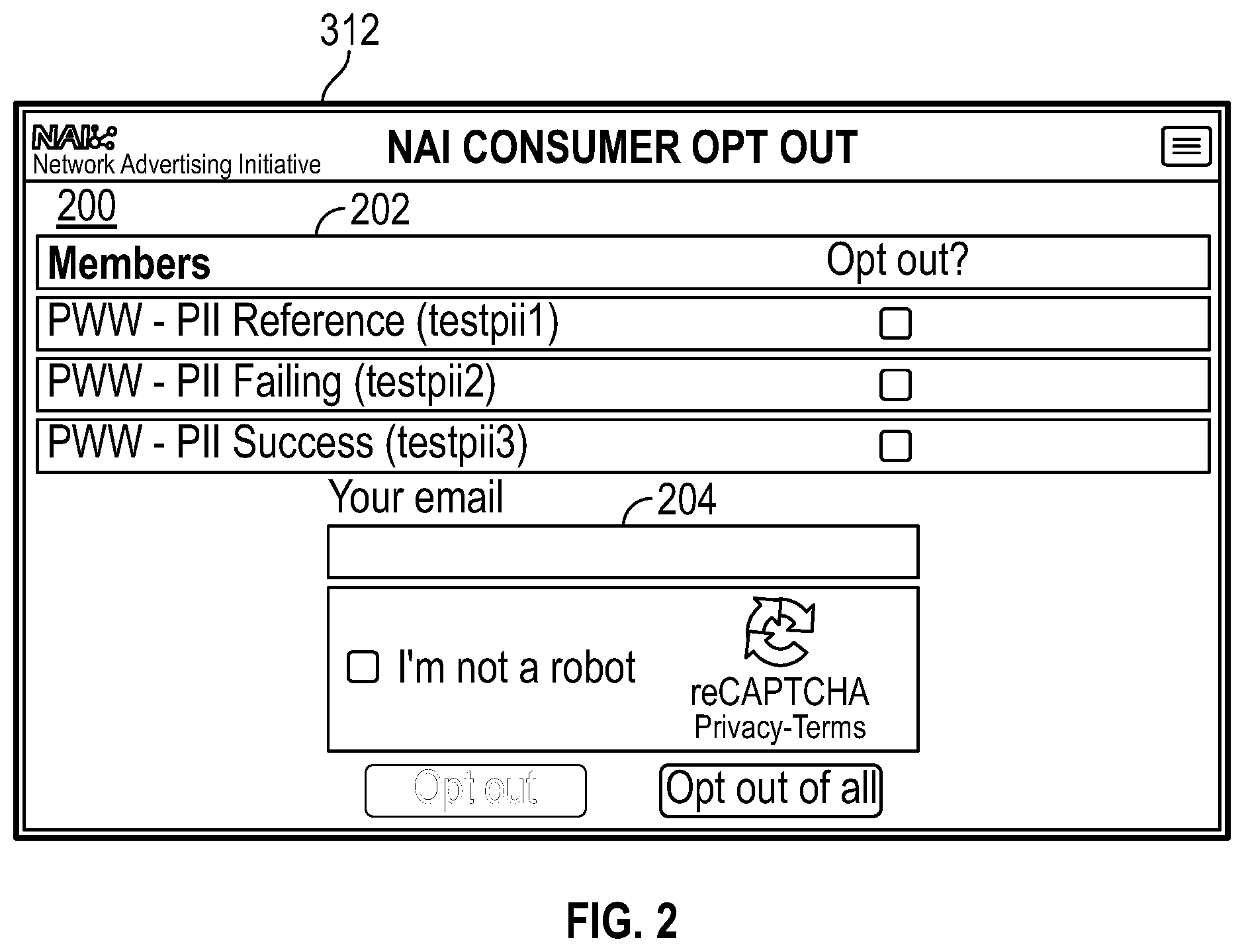 Patent US12556396 Figure 2 – Opt-out systems and methods for tailored advertising