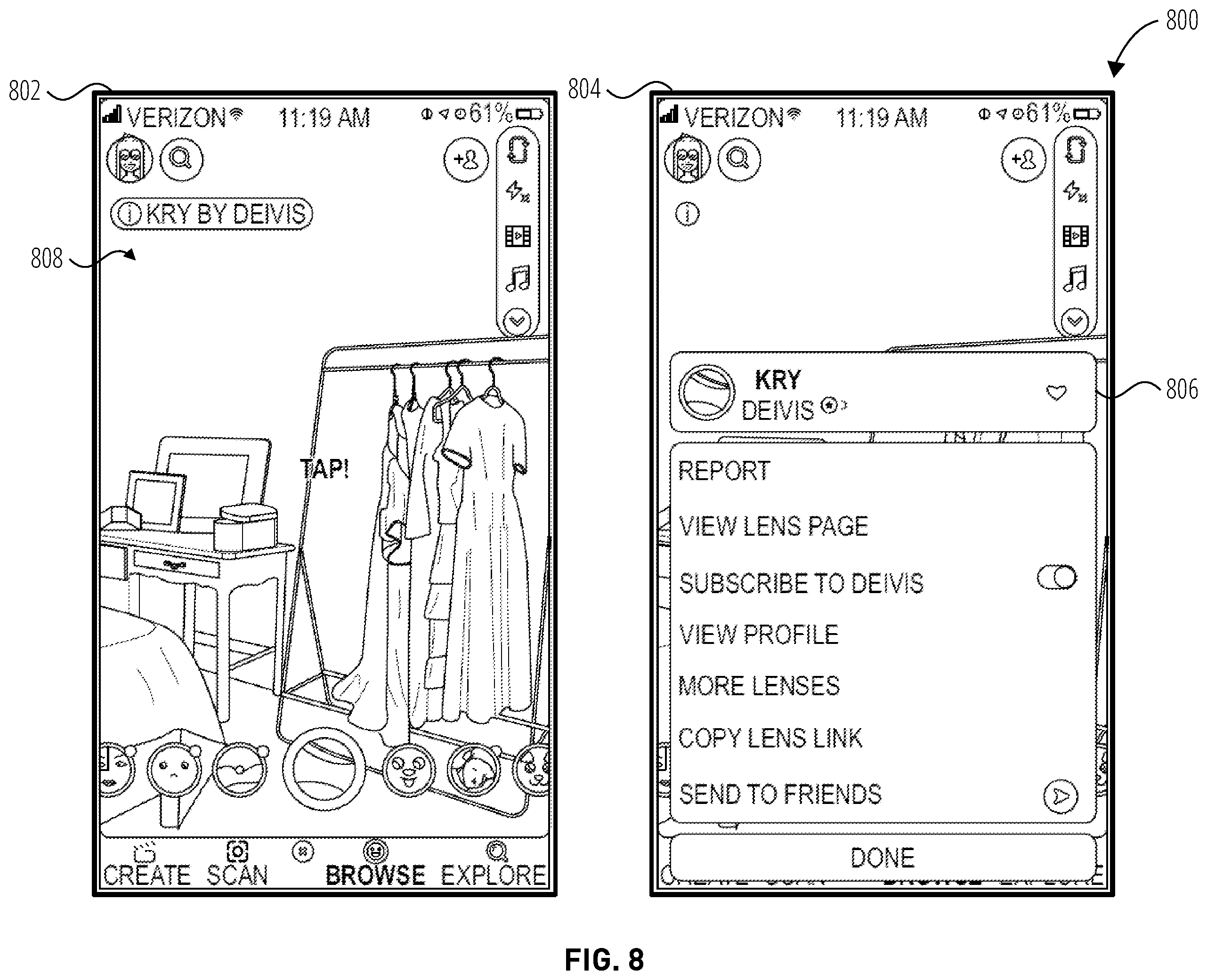 Patent US12556399 Figure 8 – Augmented reality experience control through non-fungible token