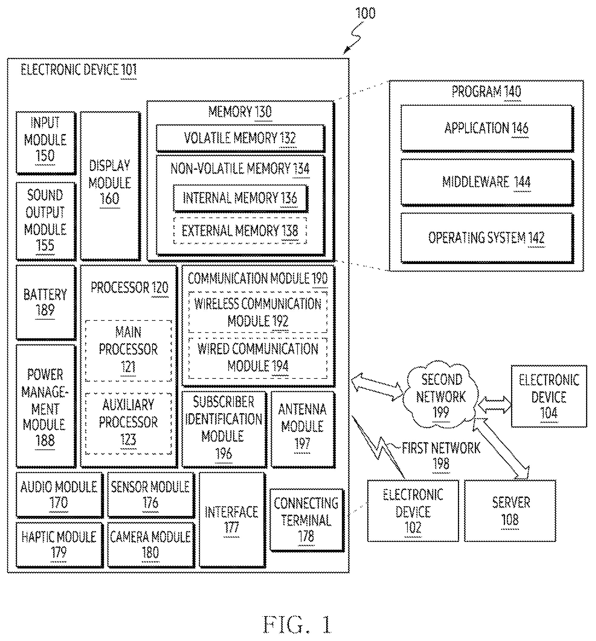 Patent US12556627 Figure 1 – Electronic device including housing having dissimilar metals