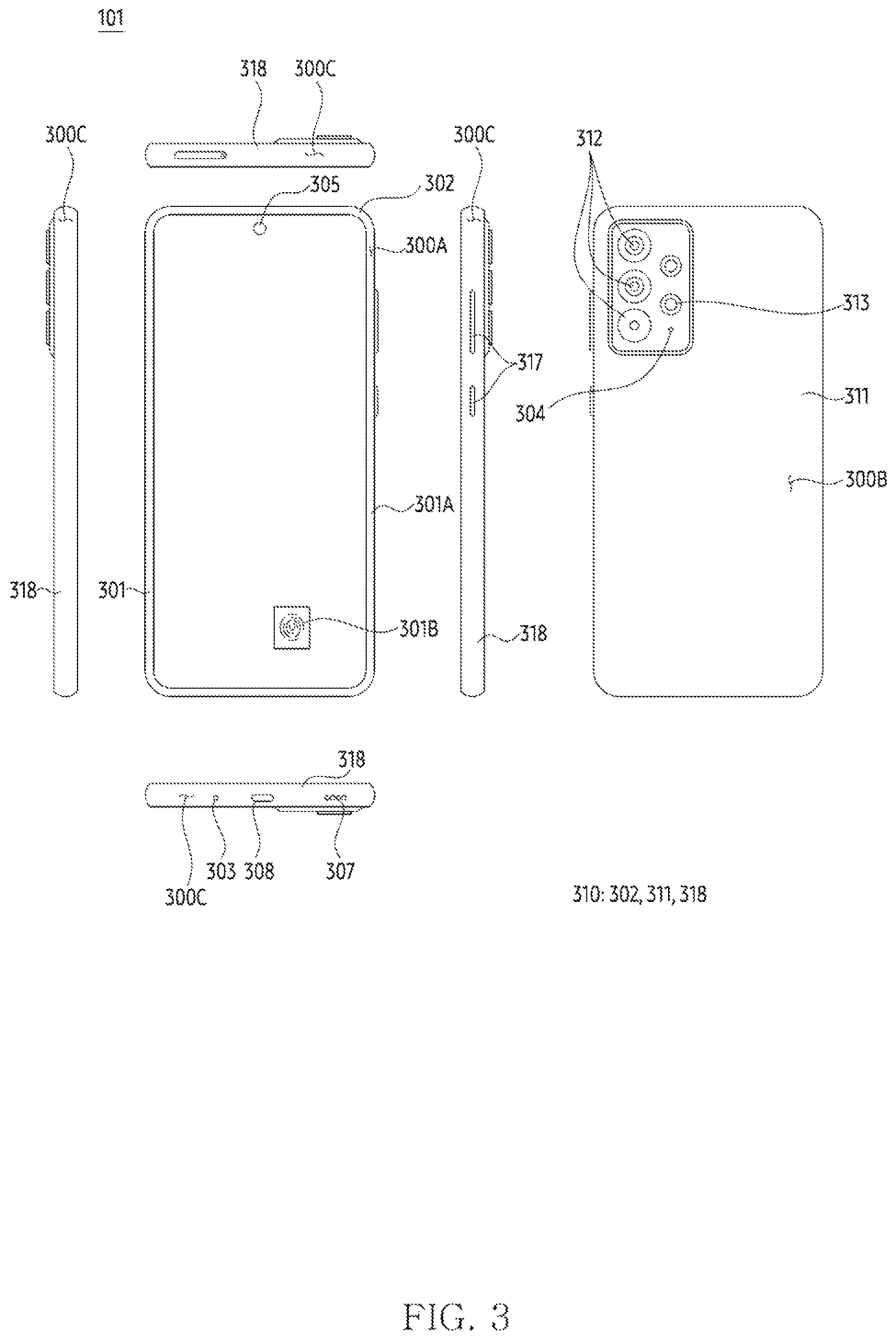 Patent US12556627 Figure 3 – Electronic device including housing having dissimilar metals
