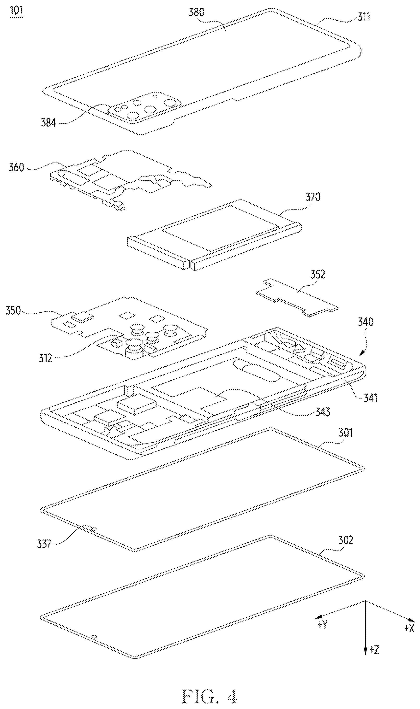 Patent US12556627 Figure 4 – Electronic device including housing having dissimilar metals