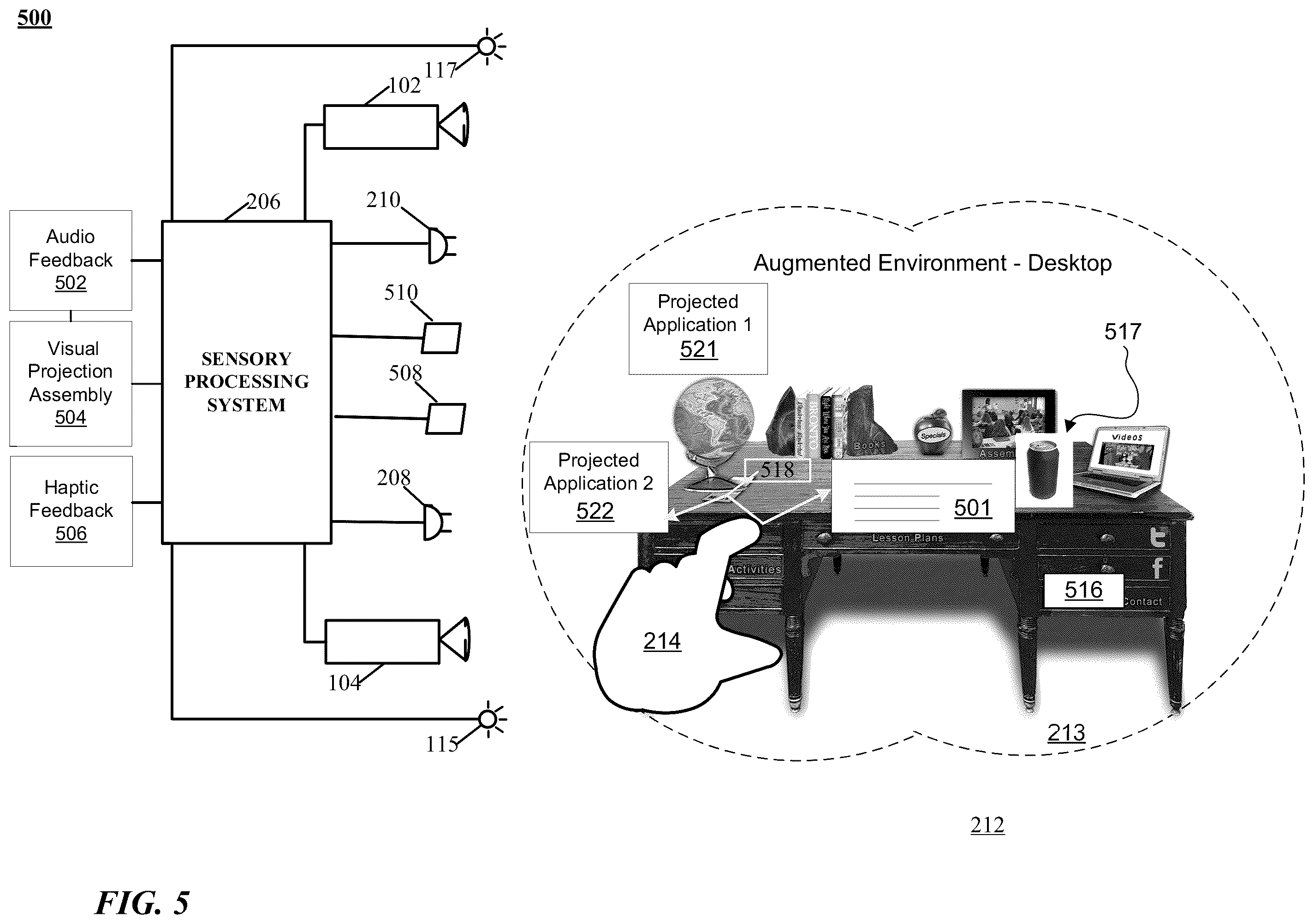 Patent US12556674 Figure 5 – Augmented reality with motion sensing