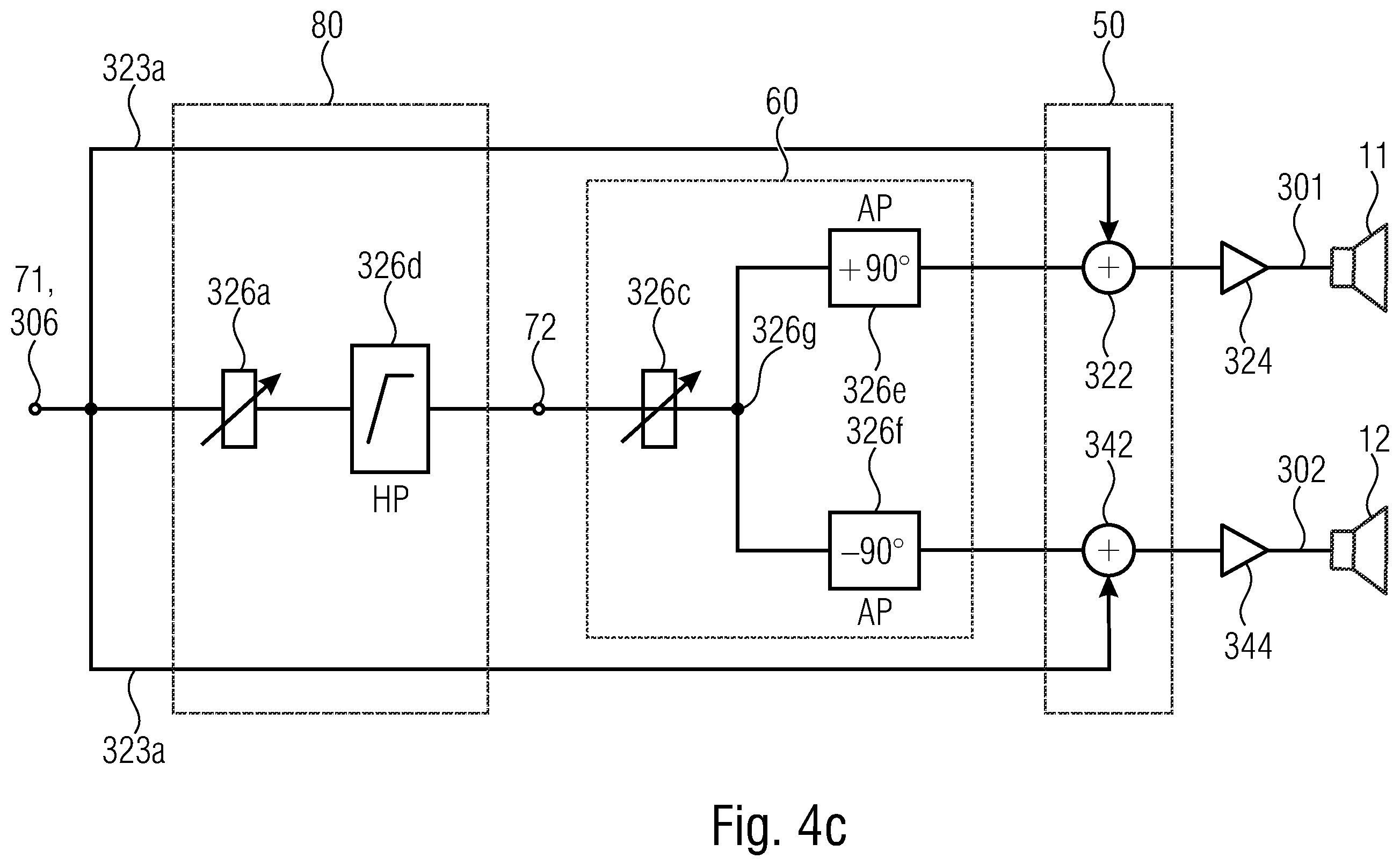Patent US12556863 Figure 8 – Loudspeaker, signal processor, method for manufacturing the loudspeaker, or method for operating the signal processor by using dual-mode signal generation with two sound generators