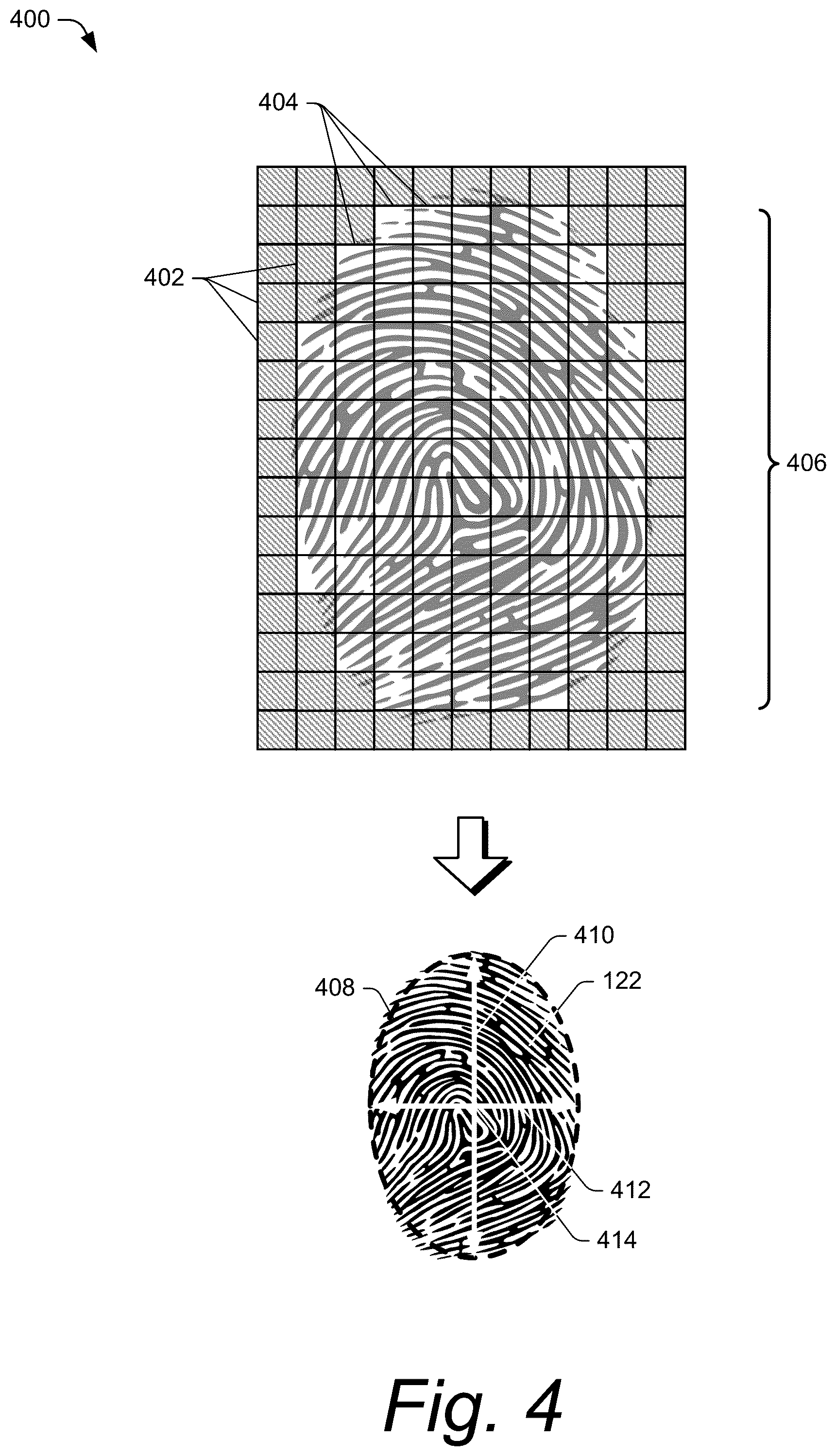 Patent US12562001 Figure 4 – Adaptive fingerprint-enrollment to finger characteristics using local under-display fingerprint sensor in an electronic device