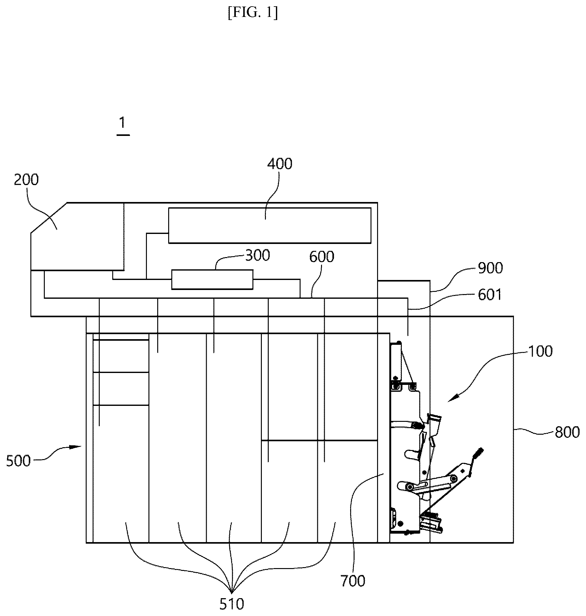 Patent US12562019 Figure 1 – Cassette holder for automated teller machine