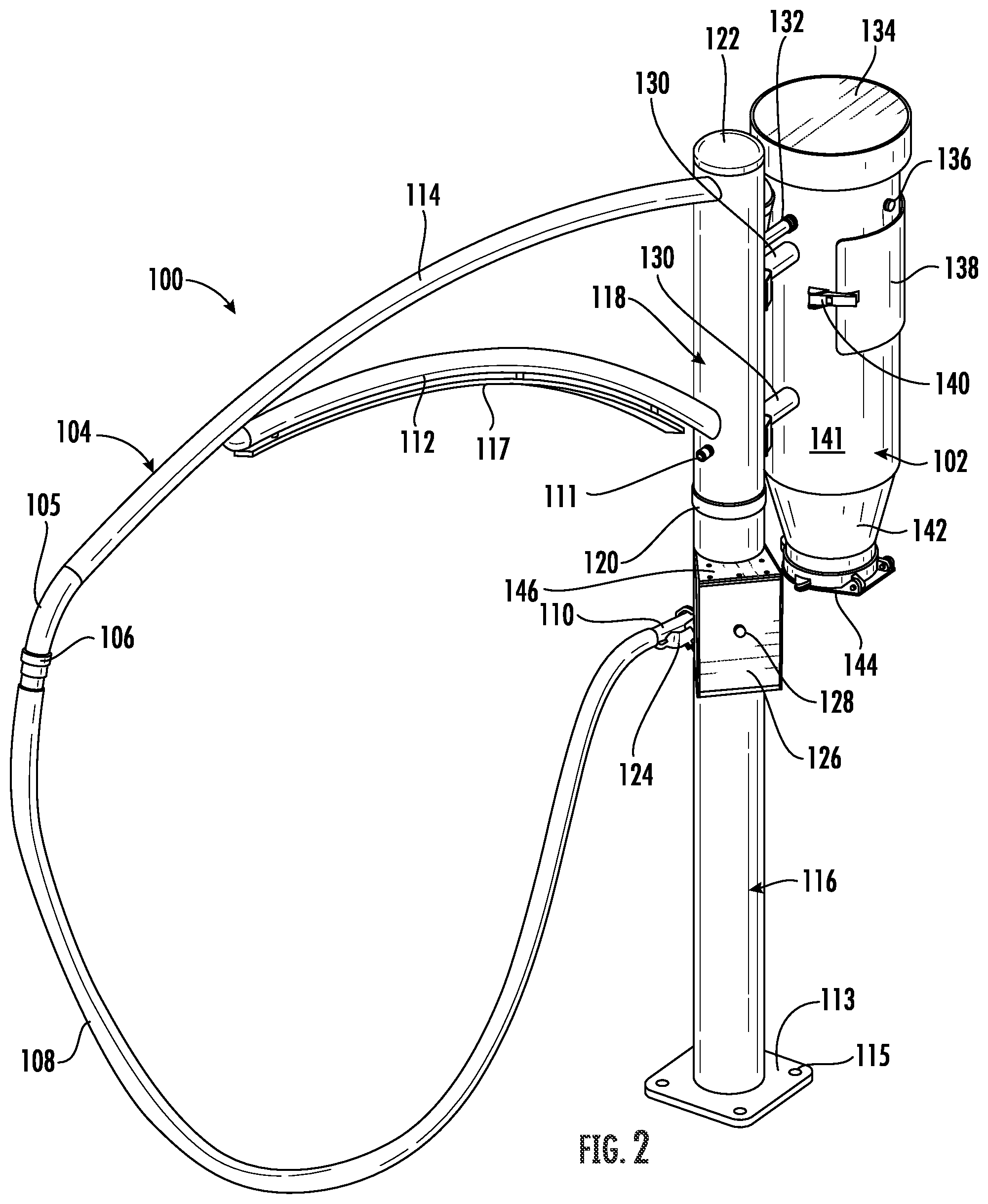 Patent US12562021 Figure 2 – Vehicle treatment arch with pressure differential indication system and tool engagement system