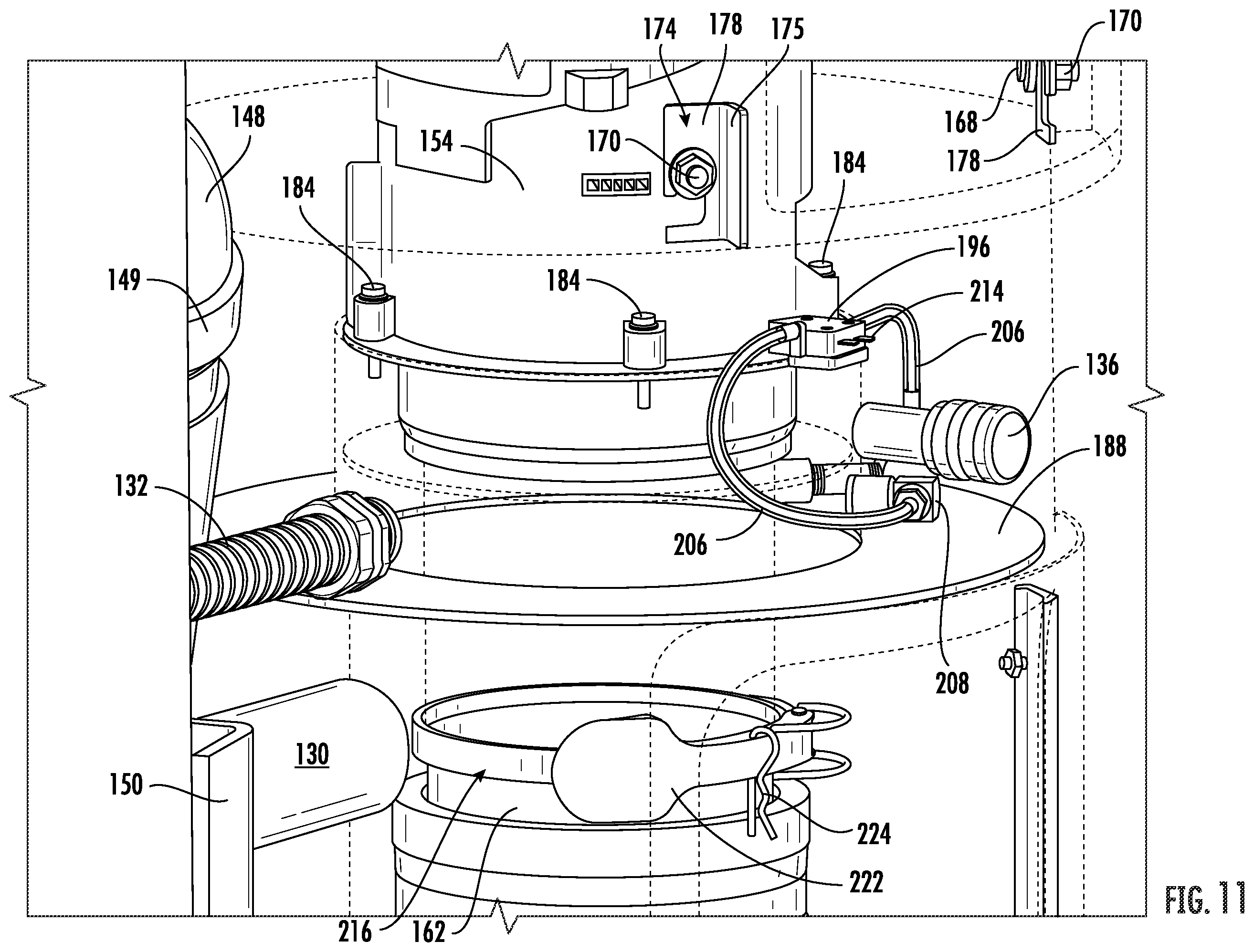 Patent US12562021 Figure 11 – Vehicle treatment arch with pressure differential indication system and tool engagement system