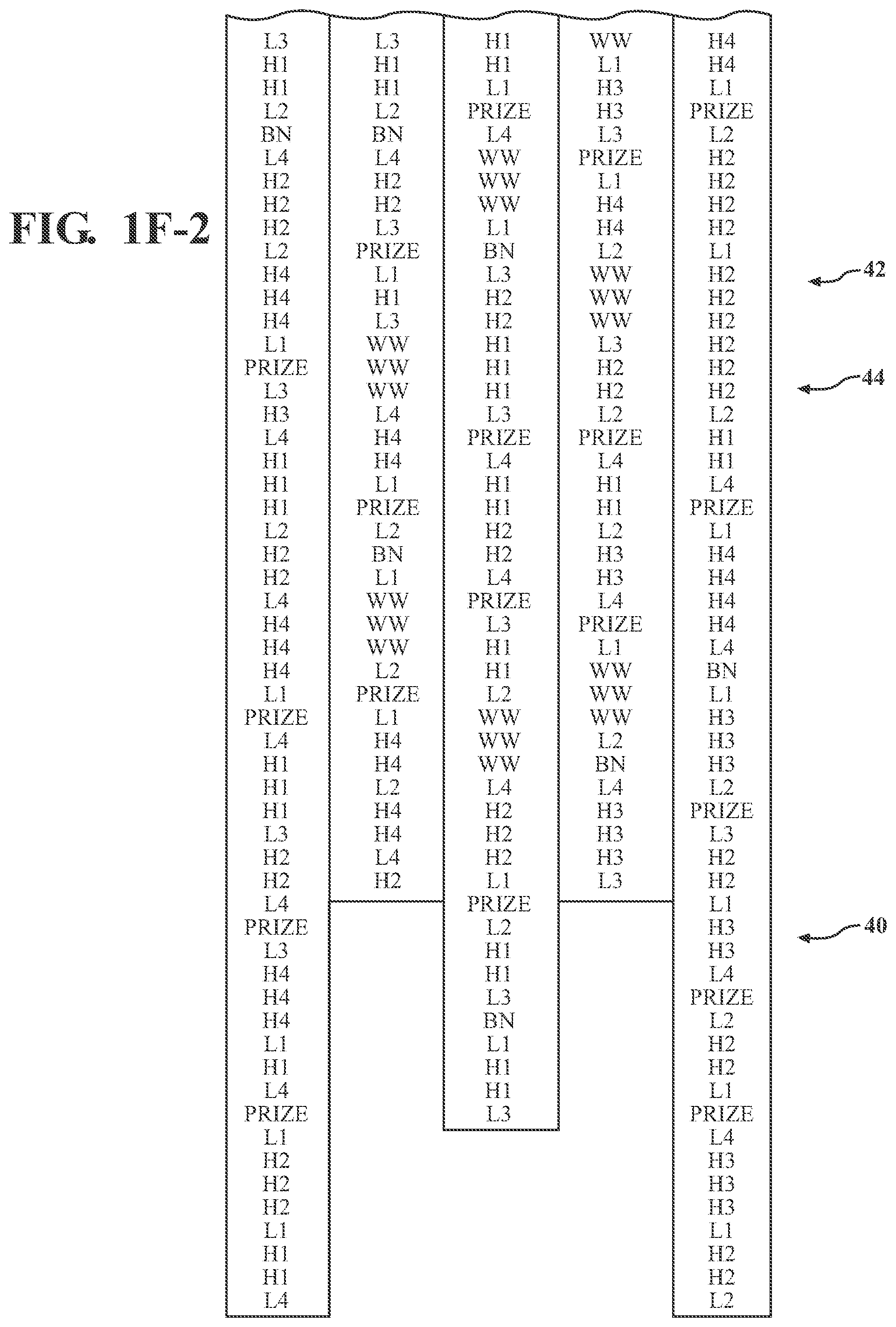 Patent US12562028 Figure 7 – Wager-based game having persistent gaming feature with prize accumulator and prize counter associated with triggering symbols provided by a gaming machine