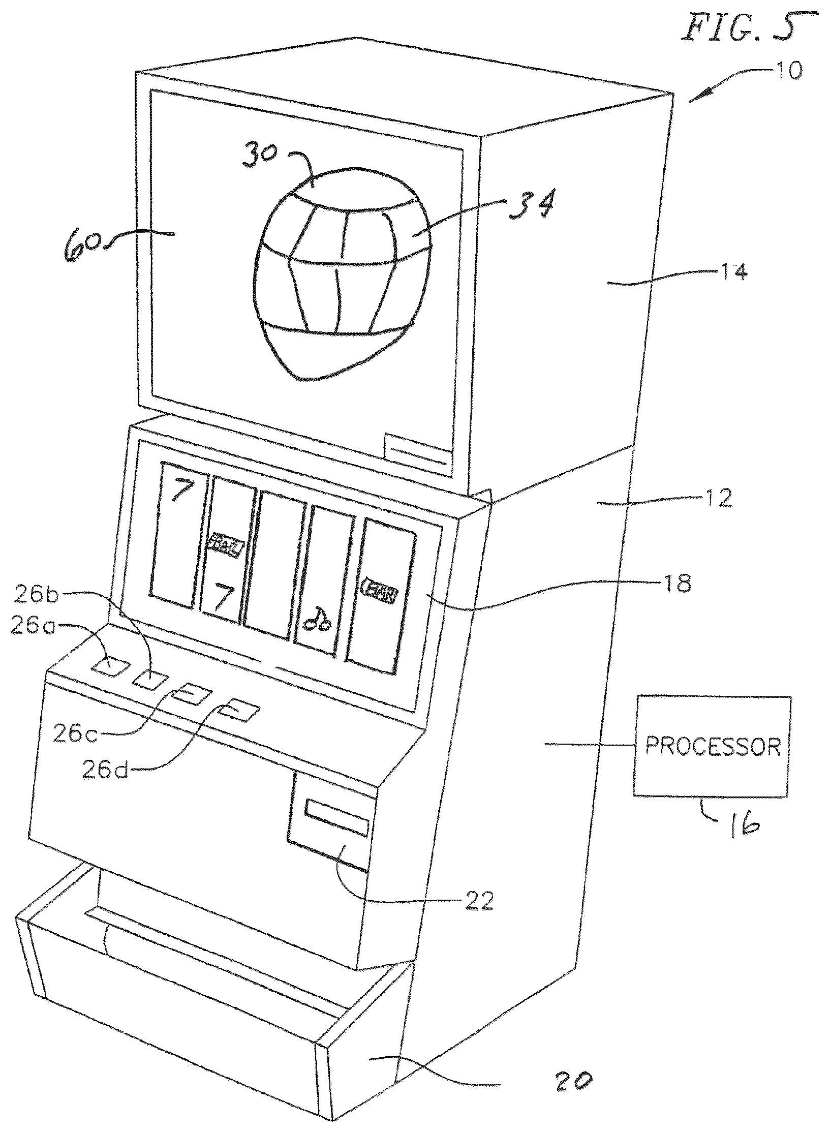 Patent US12562029 Figure 4 – Gaming device and method of conducting a game with a changeable bonus value feature
