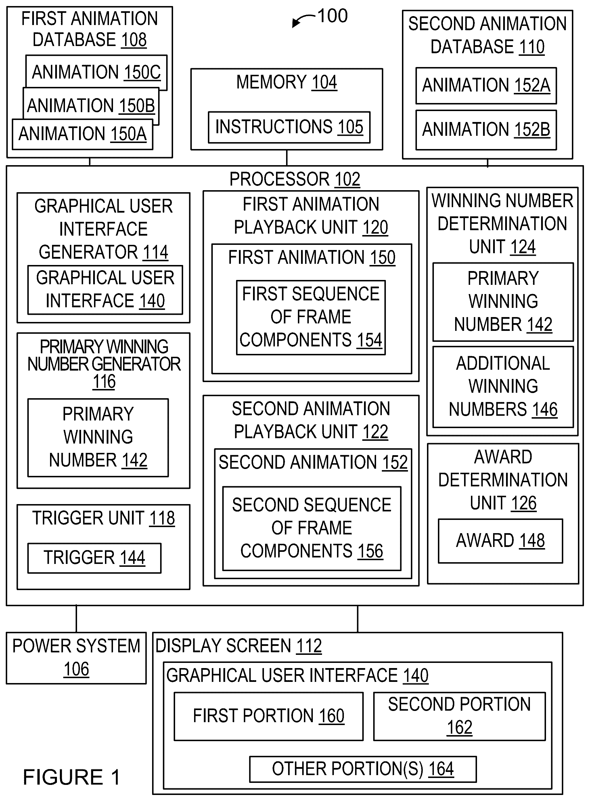 Patent US12562030 Figure 1 – Random trigger for computer-implemented game