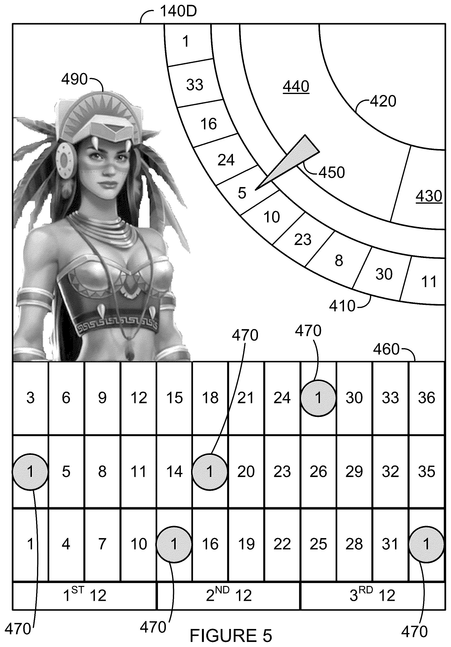 Patent US12562030 Figure 5 – Random trigger for computer-implemented game