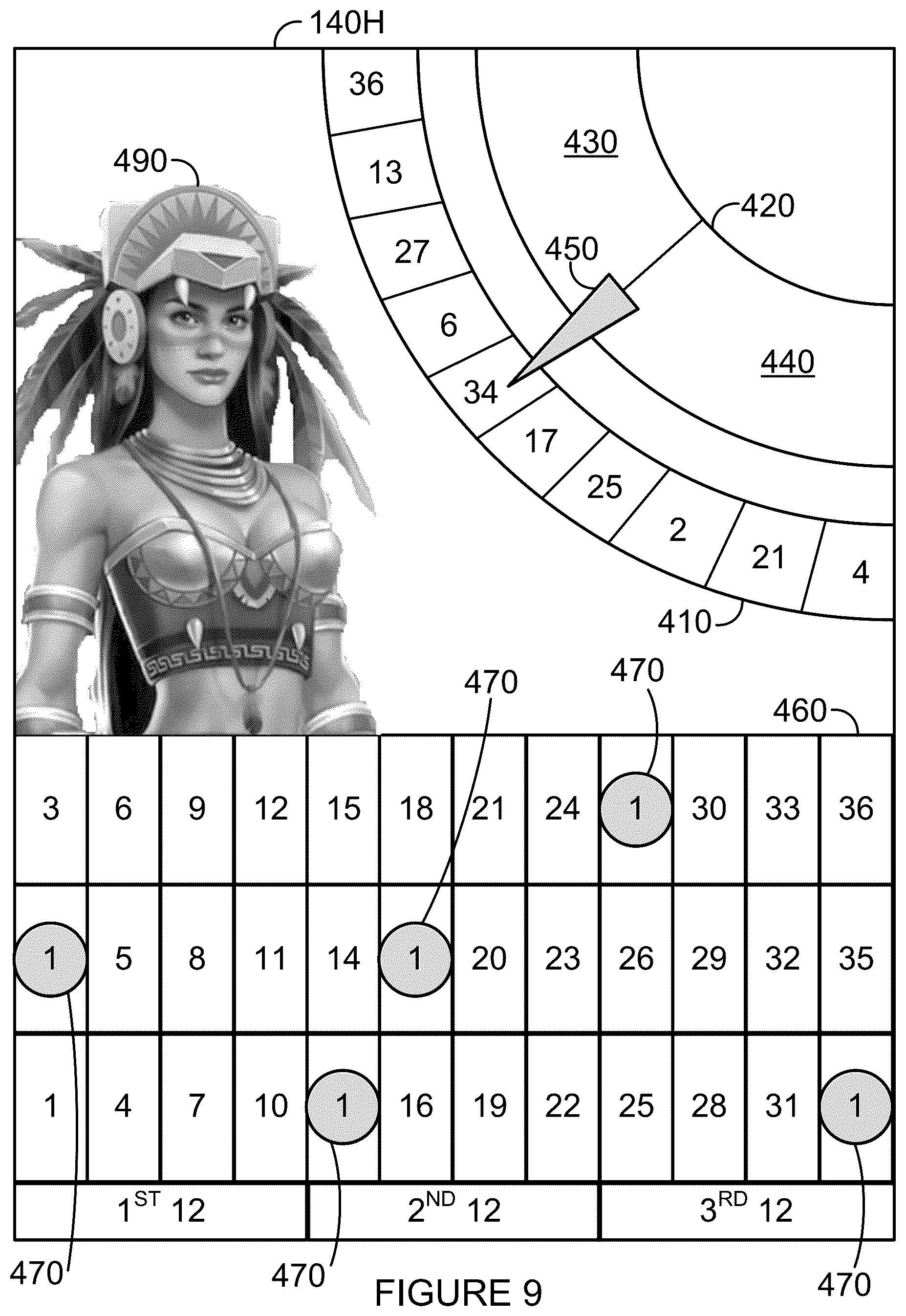Patent US12562030 Figure 9 – Random trigger for computer-implemented game