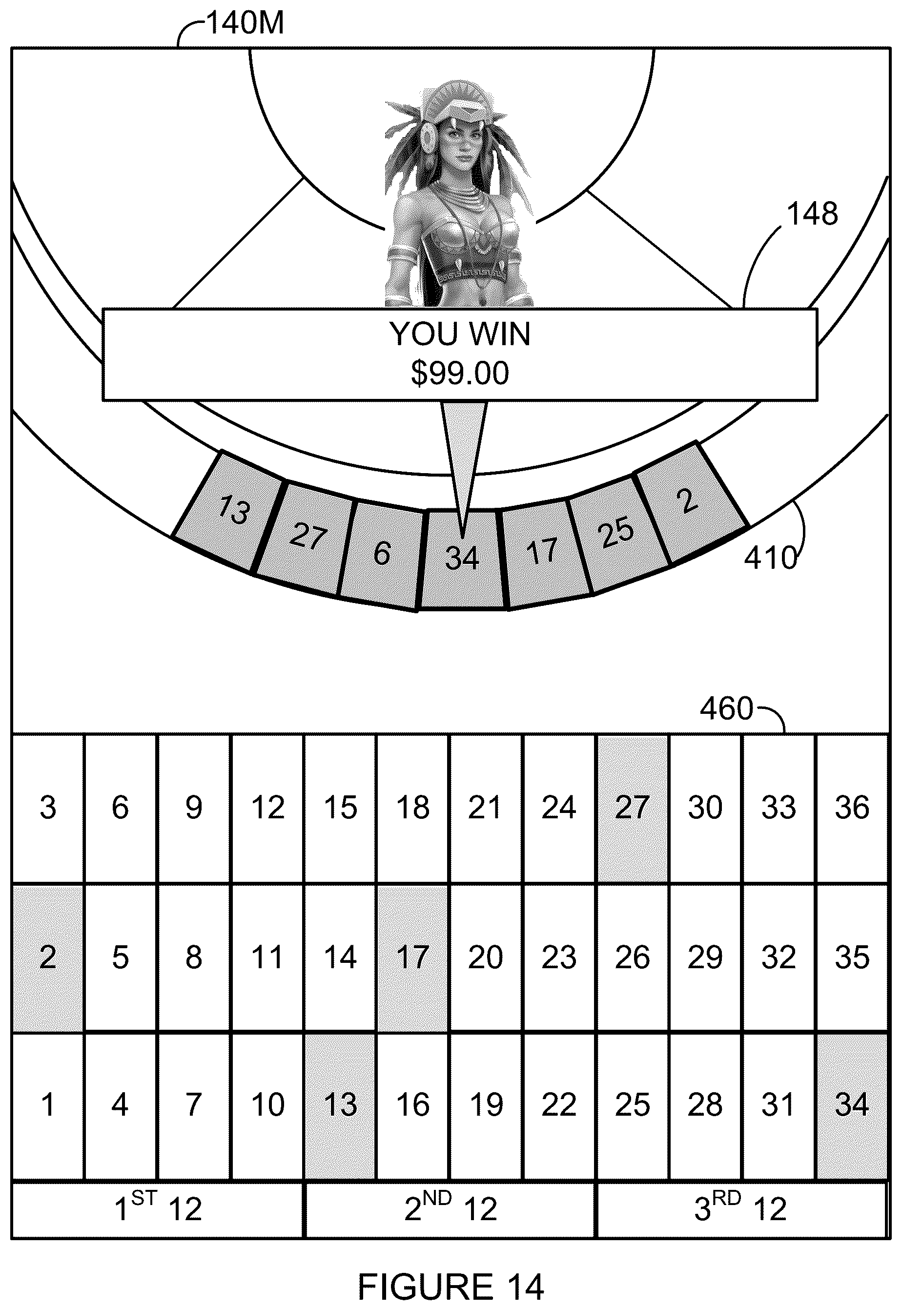 Patent US12562030 Figure 14 – Random trigger for computer-implemented game