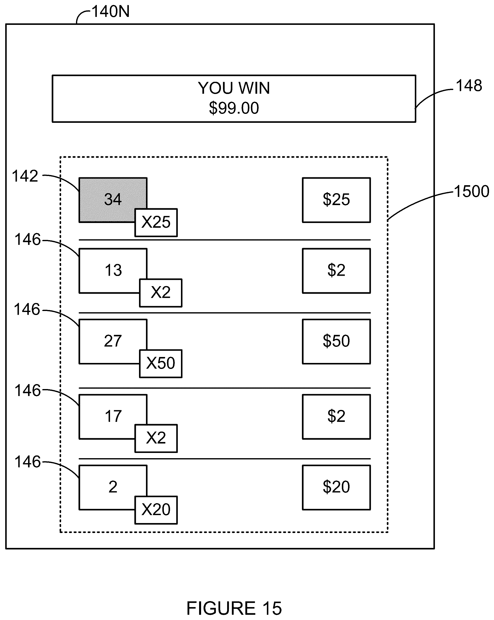 Patent US12562030 Figure 15 – Random trigger for computer-implemented game