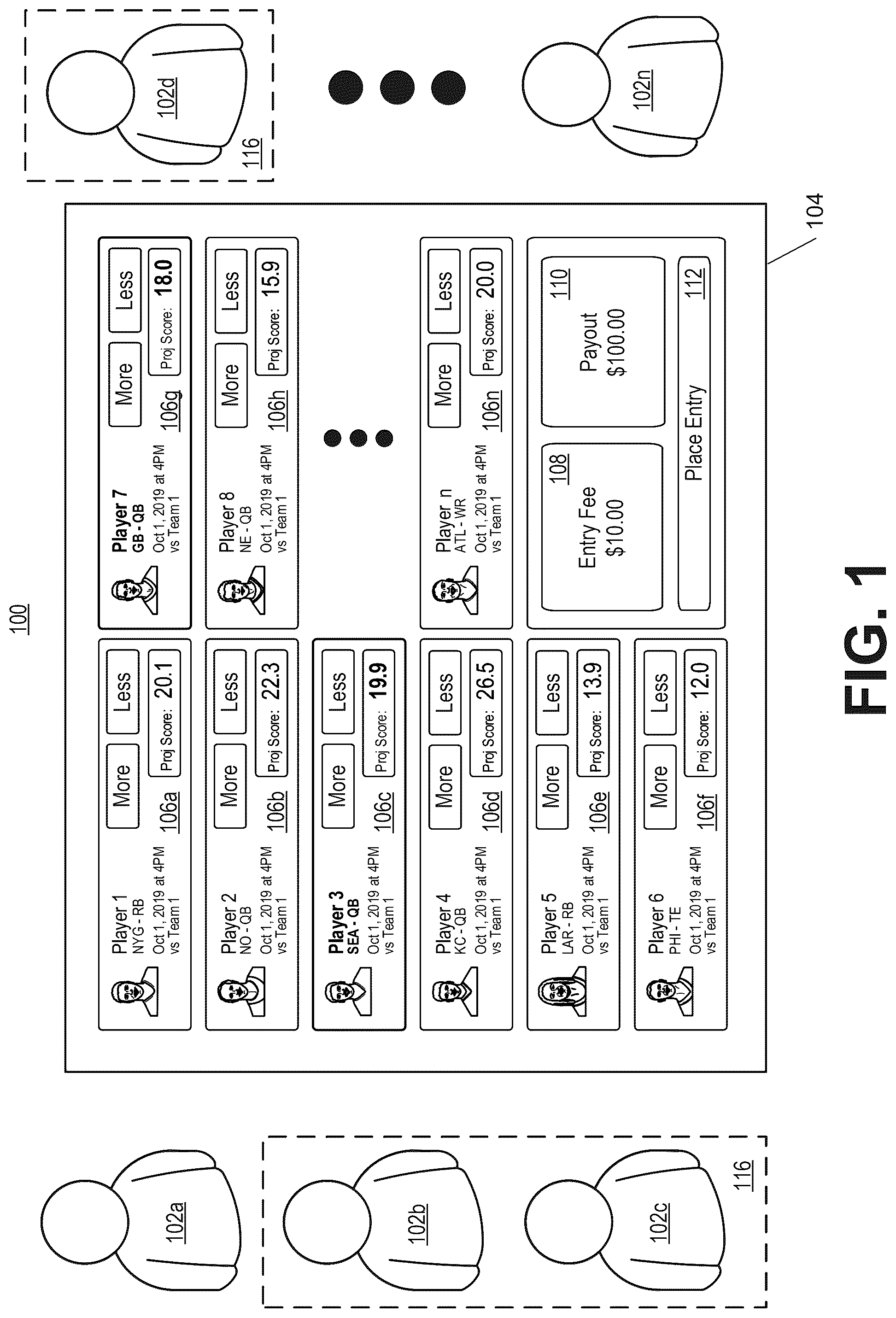 Patent US12562032 Figure 1 – Assignment of player groups and determination of group payouts