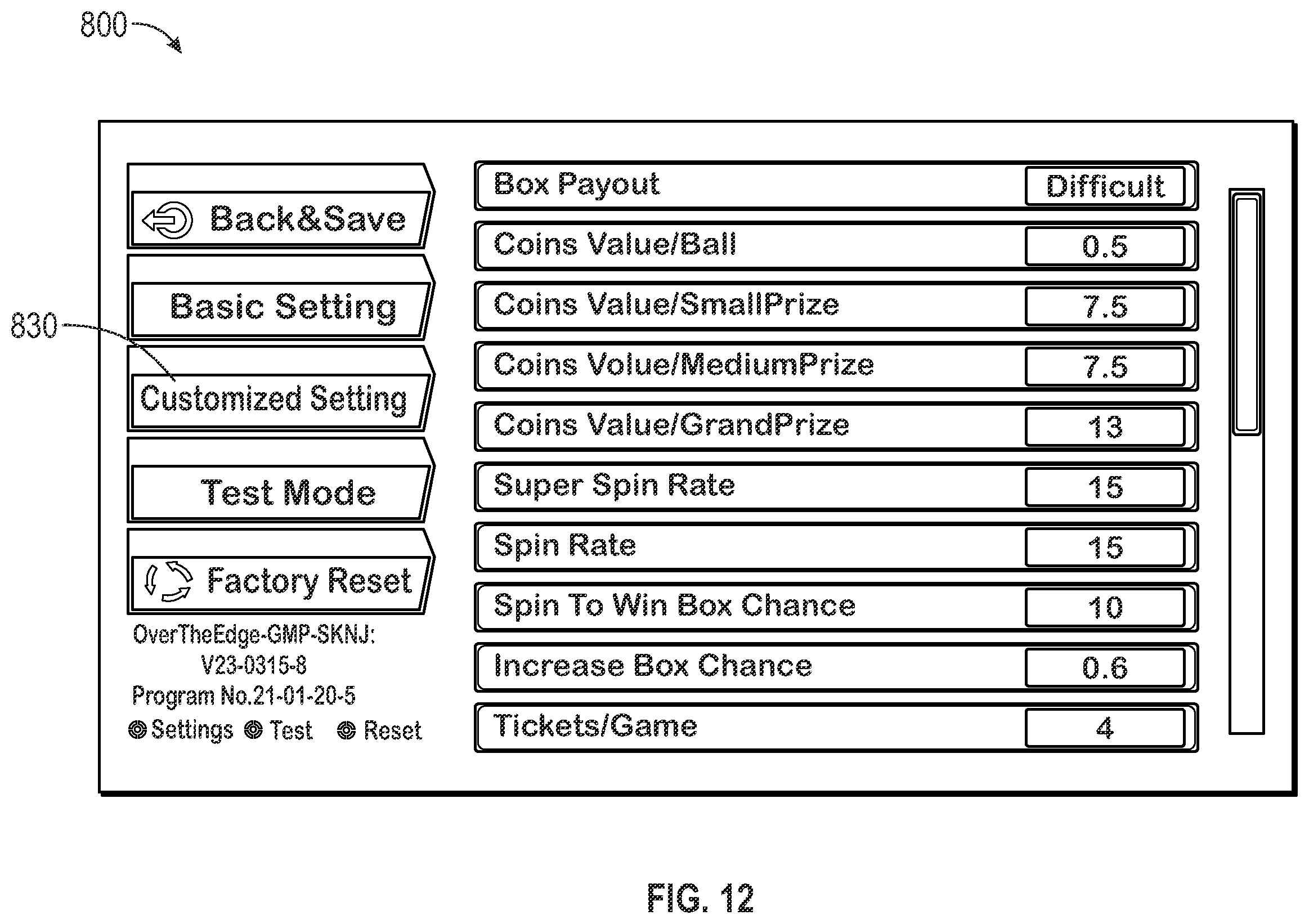 Patent US12562035 Figure 12 – System and method for an arcade game machine