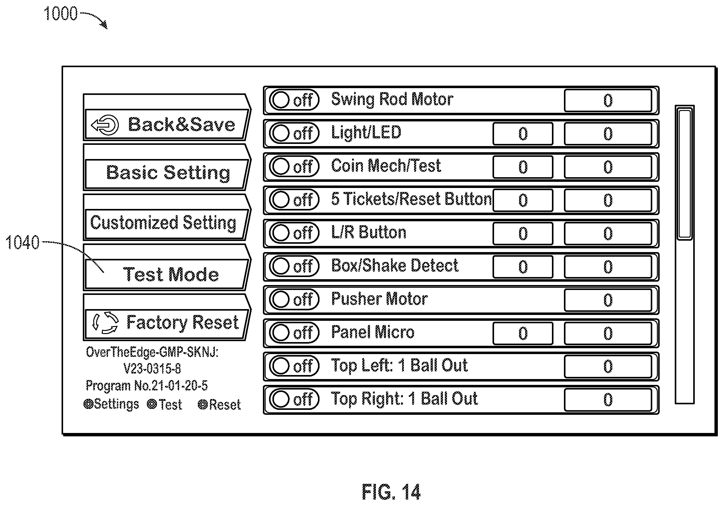 Patent US12562035 Figure 14 – System and method for an arcade game machine
