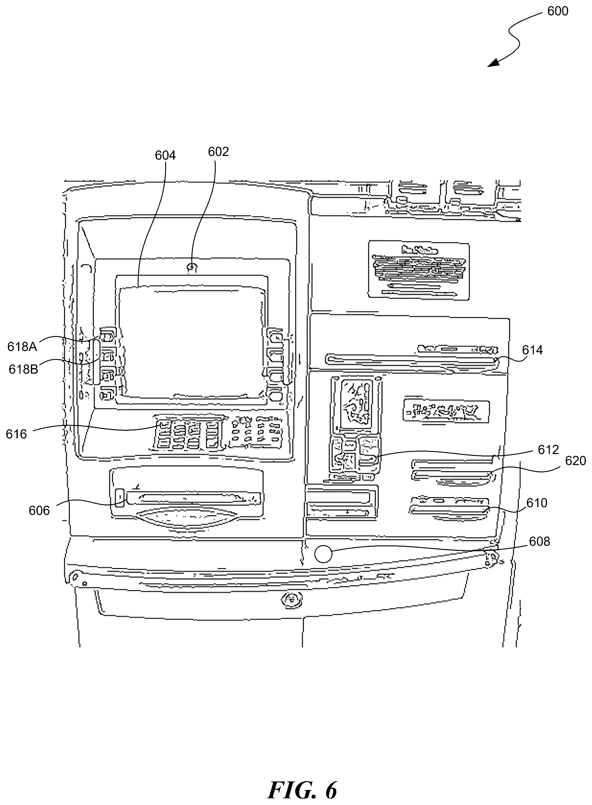 Patent US12562036 Figure 6 – Card replacement services by an automated teller machine