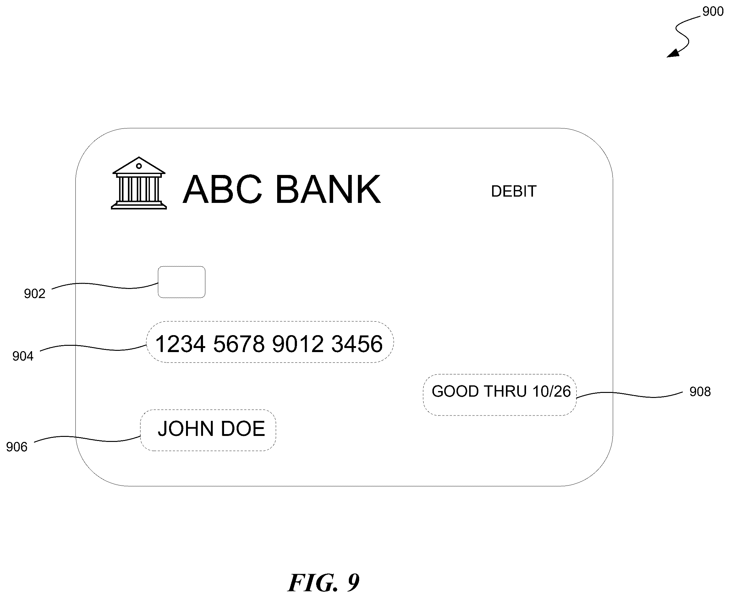 Patent US12562036 Figure 9 – Card replacement services by an automated teller machine