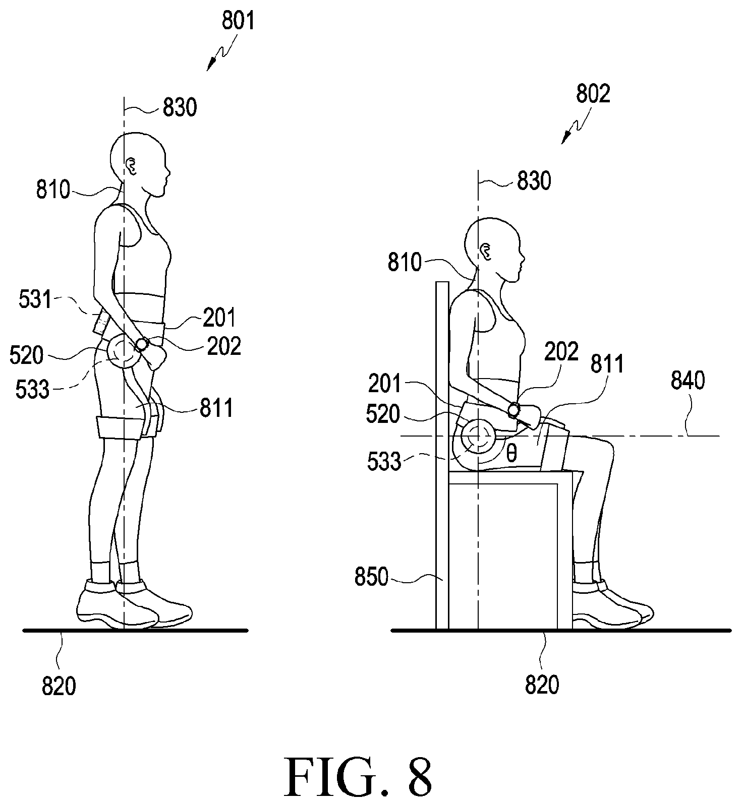 Patent US12562043 Figure 8 – Method for detecting fall of user and electronic device supporting the same