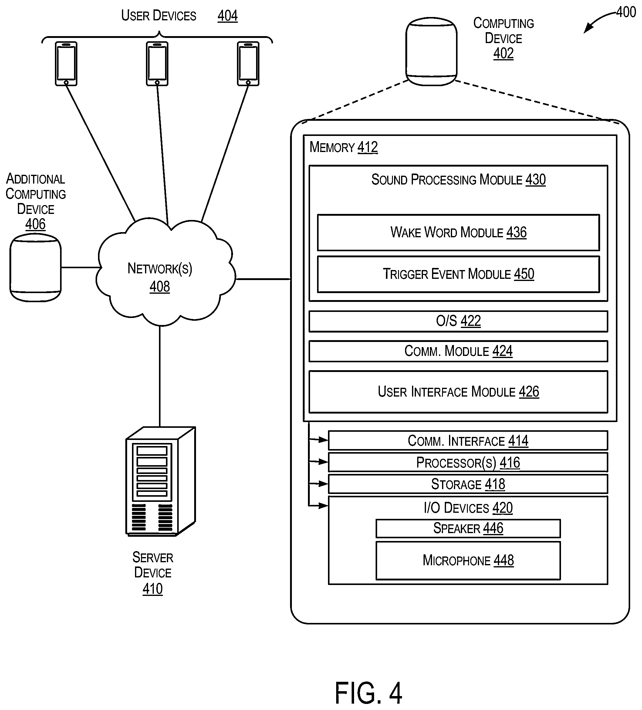 Patent US12562047 Figure 4 – Drop-in on computing devices based on event detections