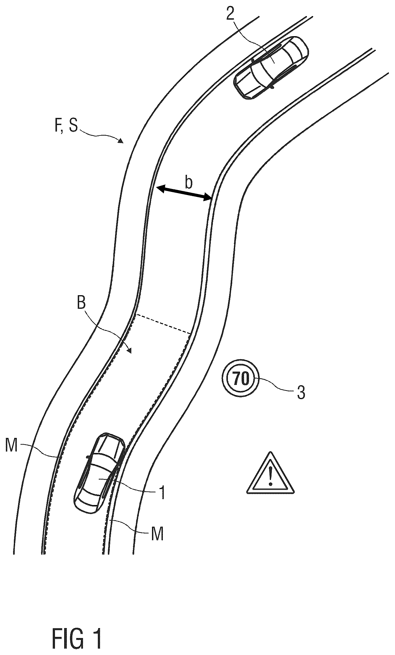 Patent US12562055 Figure 1 – Method for checking a pre-determined speed limit for vehicles on a road and method for supporting a driver