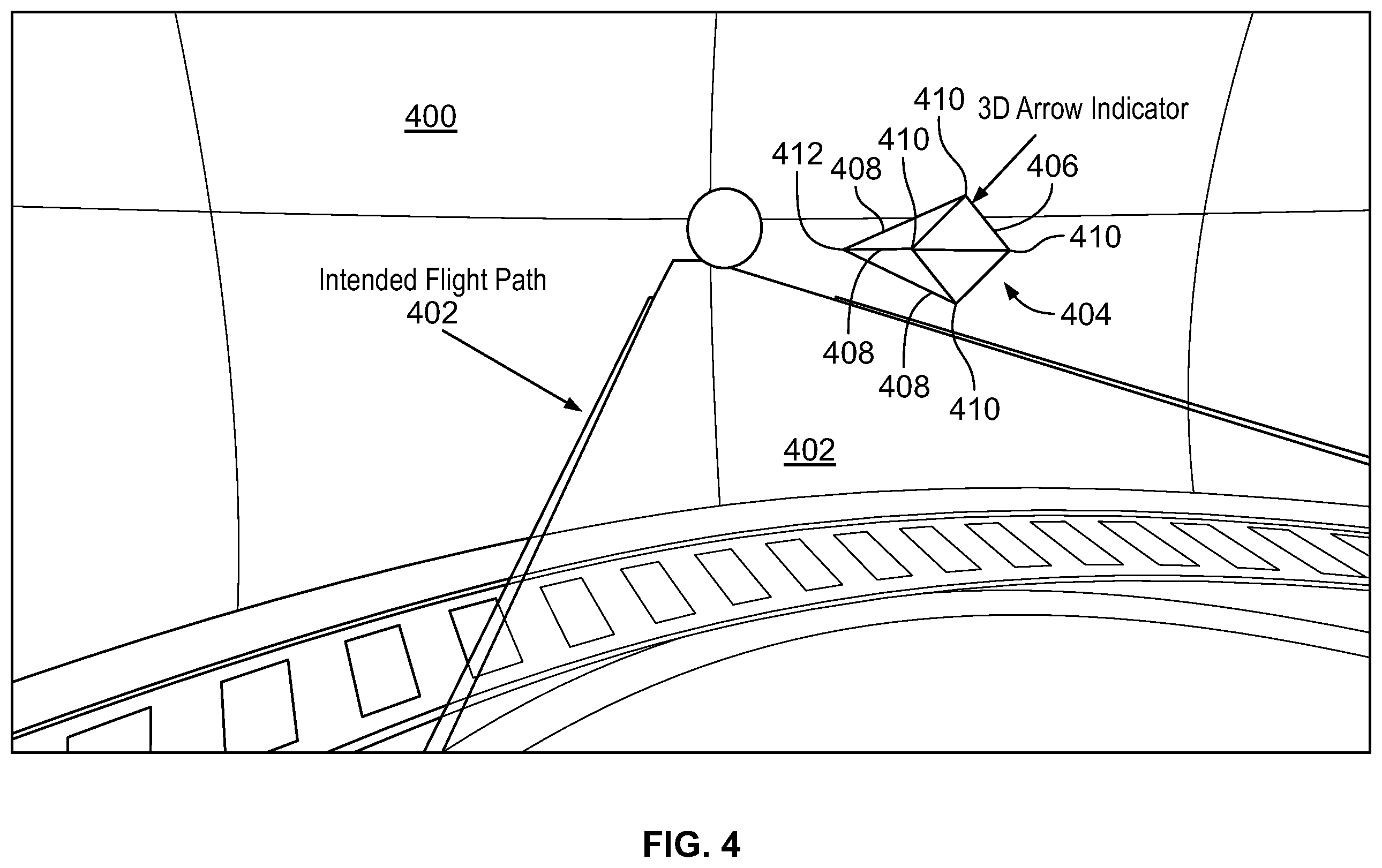 Patent US12562068 Figure 4 – System and method for simplified flight direction and way-finding on a primary flight display
