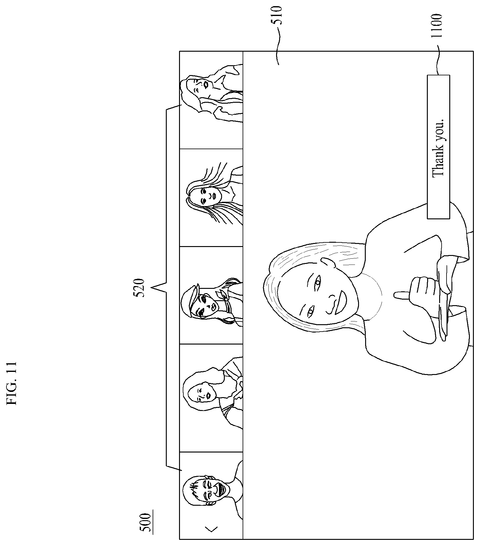 Patent US12562077 Figure 11 – Method, computing device, and non-transitory computer-readable recording medium to translate audio of video into sign language through avatar