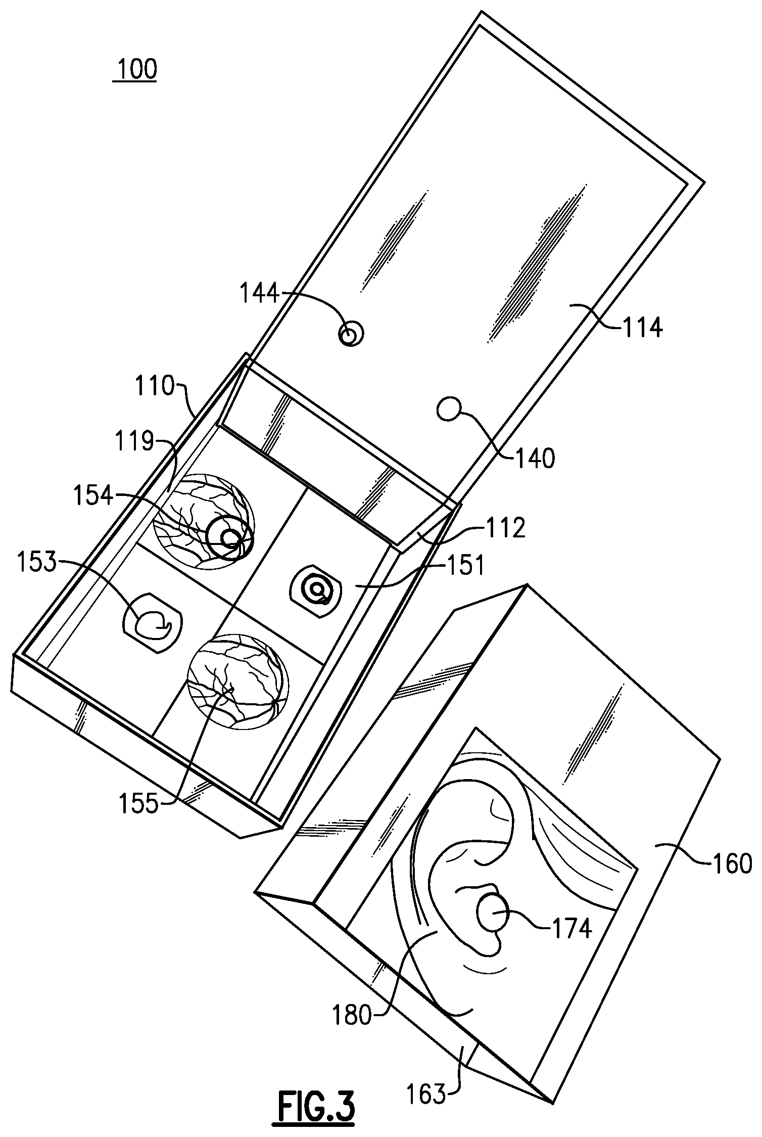 Patent US12562079 Figure 4 – Medical device packaging with integrated training or teaching simulator