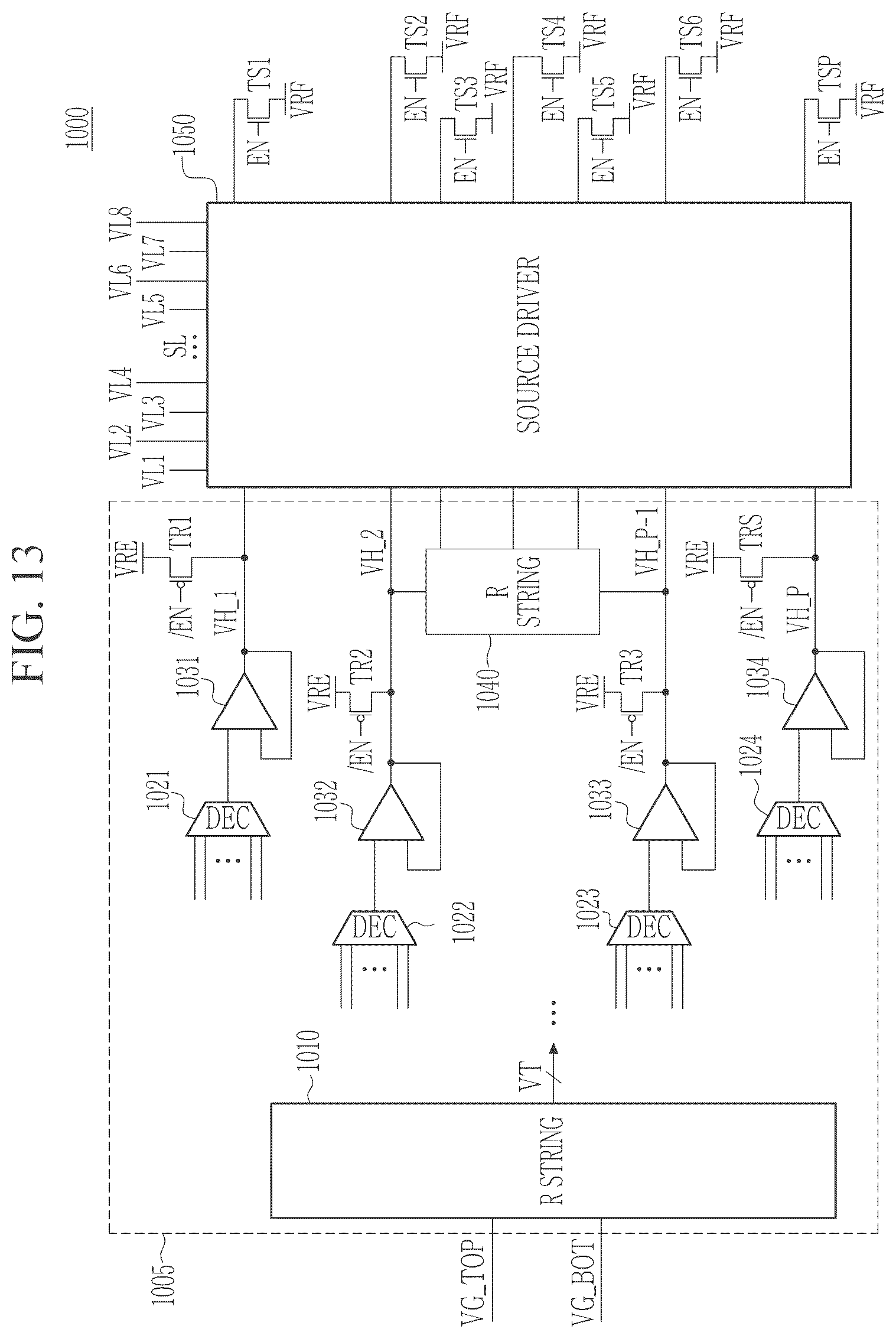 Patent US12562087 Figure 13 – Display driver circuit and defect testing method