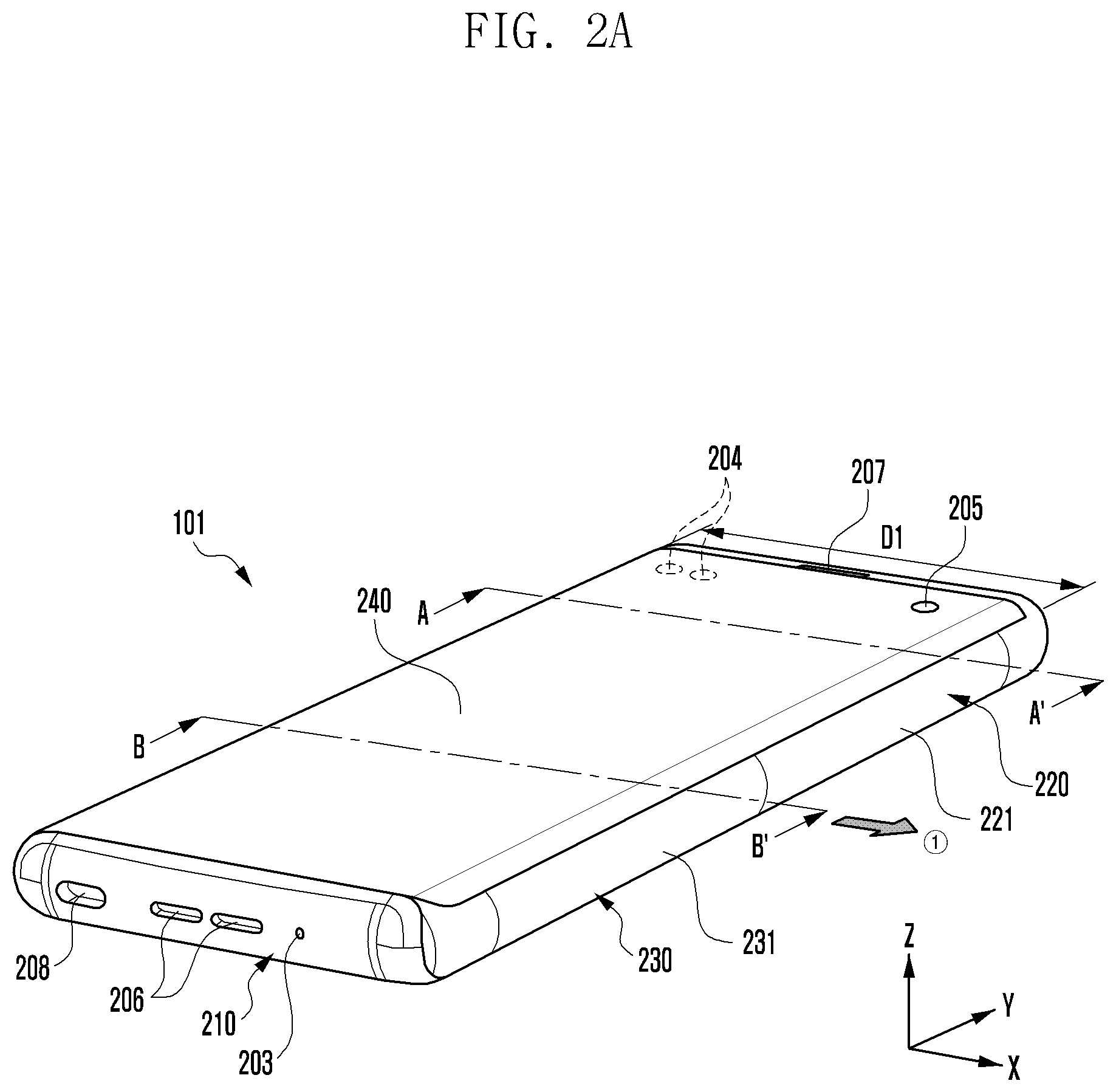 Patent US12562088 Figure 2 – Electronic device having flexible display and method for operating display thereof