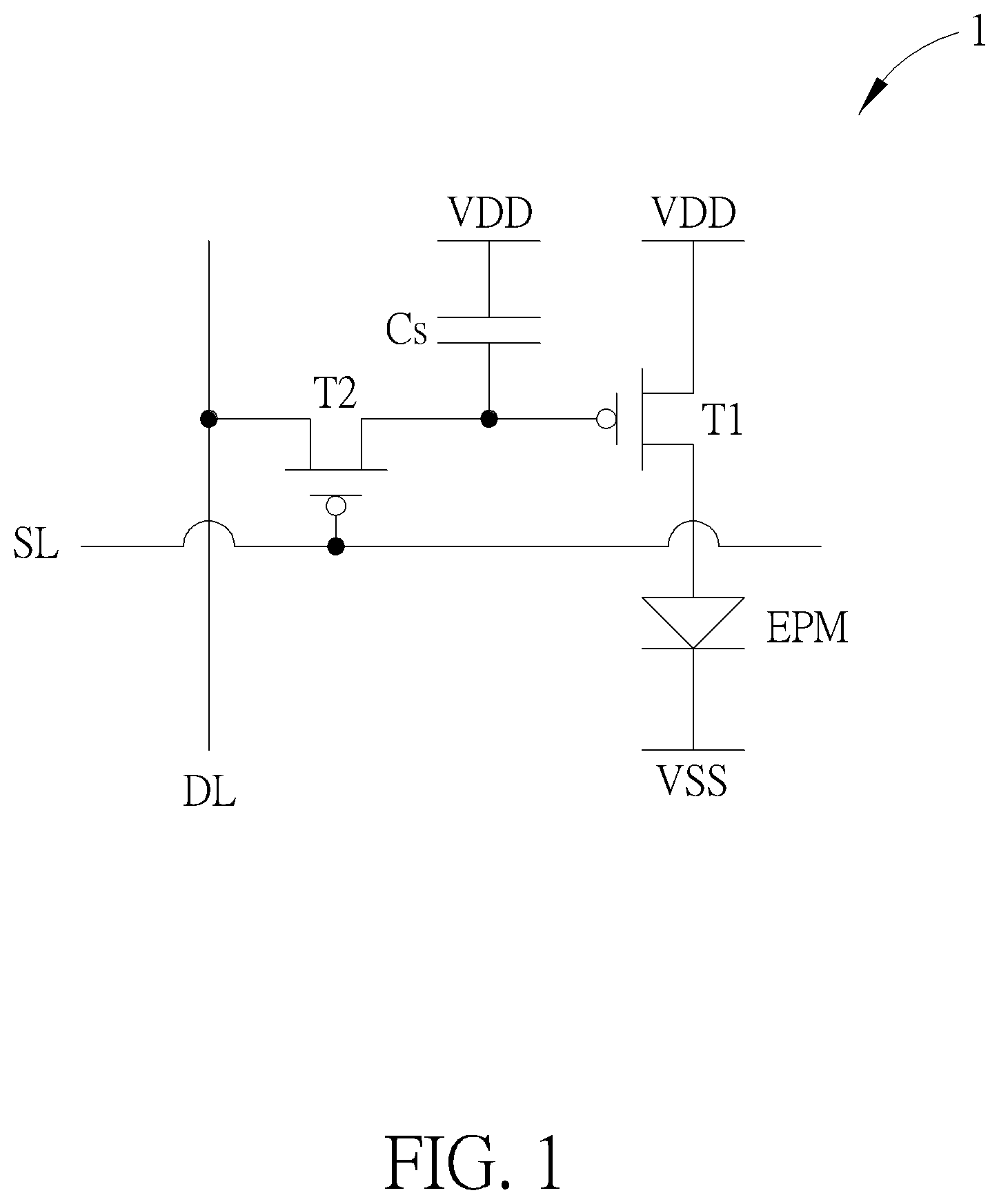 Patent US12562111 Figure 1 – Driving circuit and pixel element