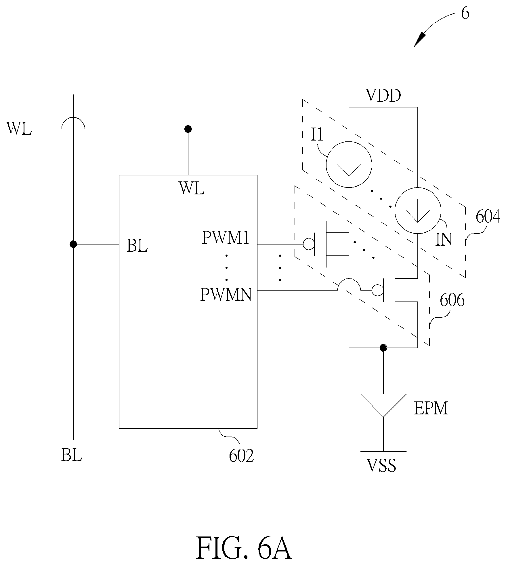 Patent US12562111 Figure 6 – Driving circuit and pixel element
