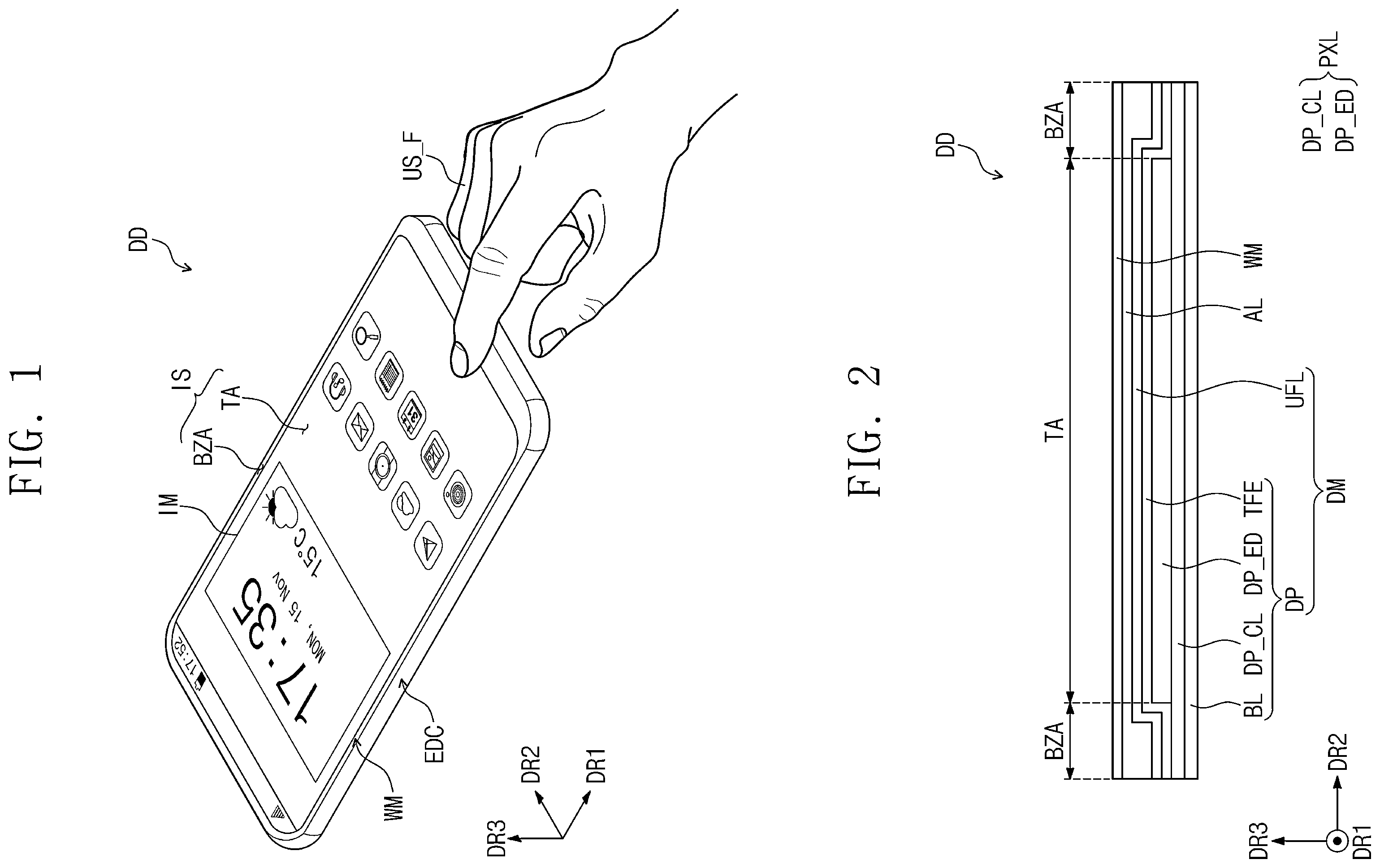 Patent US12562112 Figure 1 – Display device detecting illuminance for each panel position