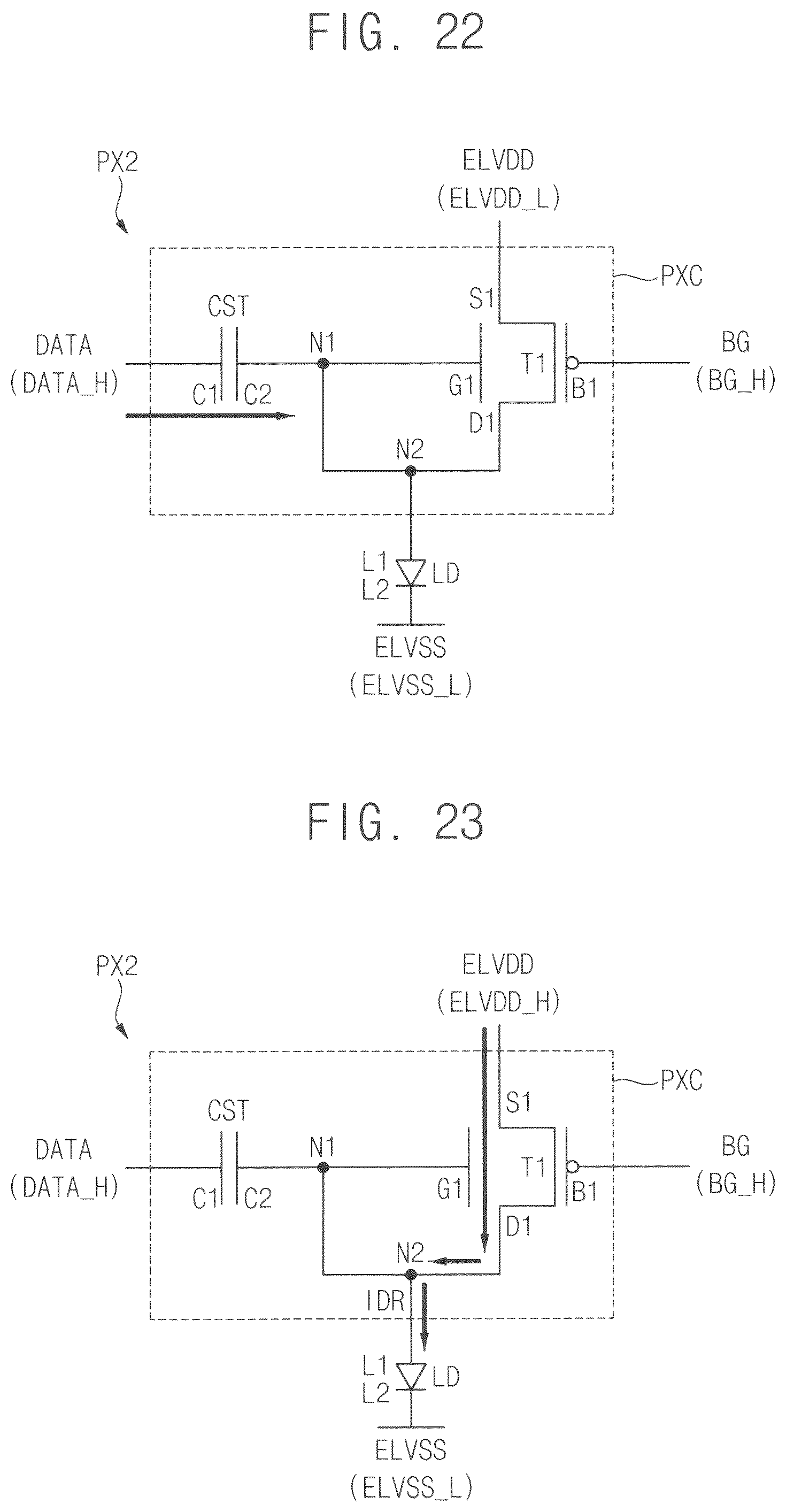 Patent US12562118 Figure 14 – Pixel with gate of driving transistor directly connected to drain and display device including the same