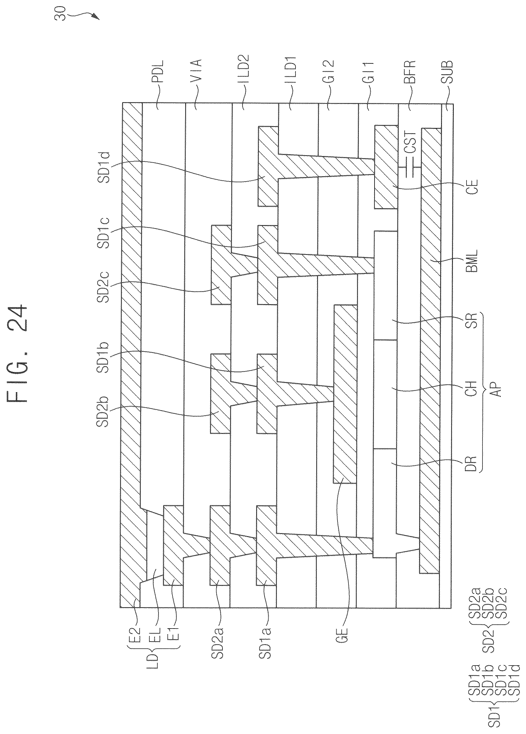 Patent US12562118 Figure 15 – Pixel with gate of driving transistor directly connected to drain and display device including the same