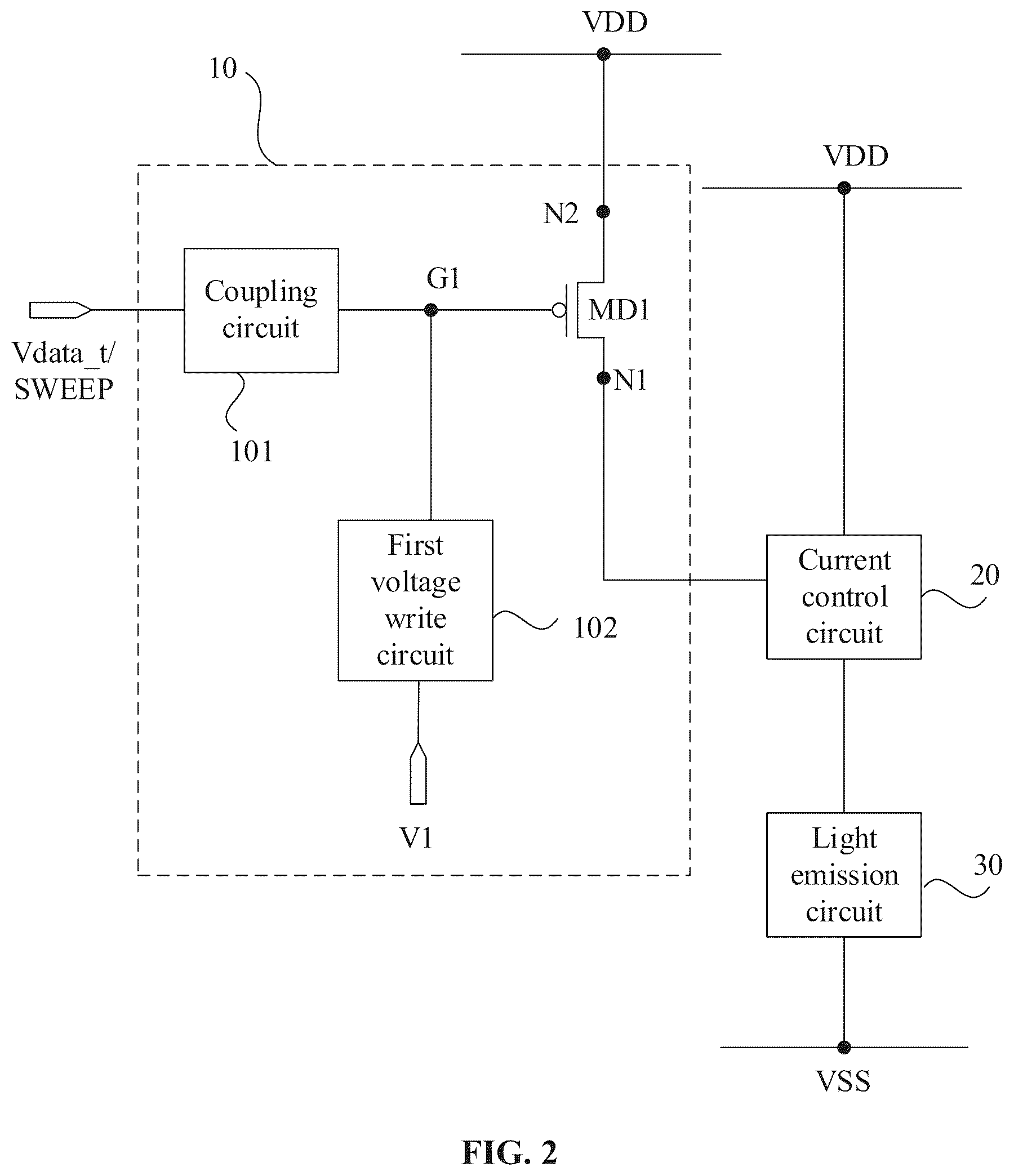 Patent US12562119 Figure 2 – Pixel circuit and driving method thereof, and display device