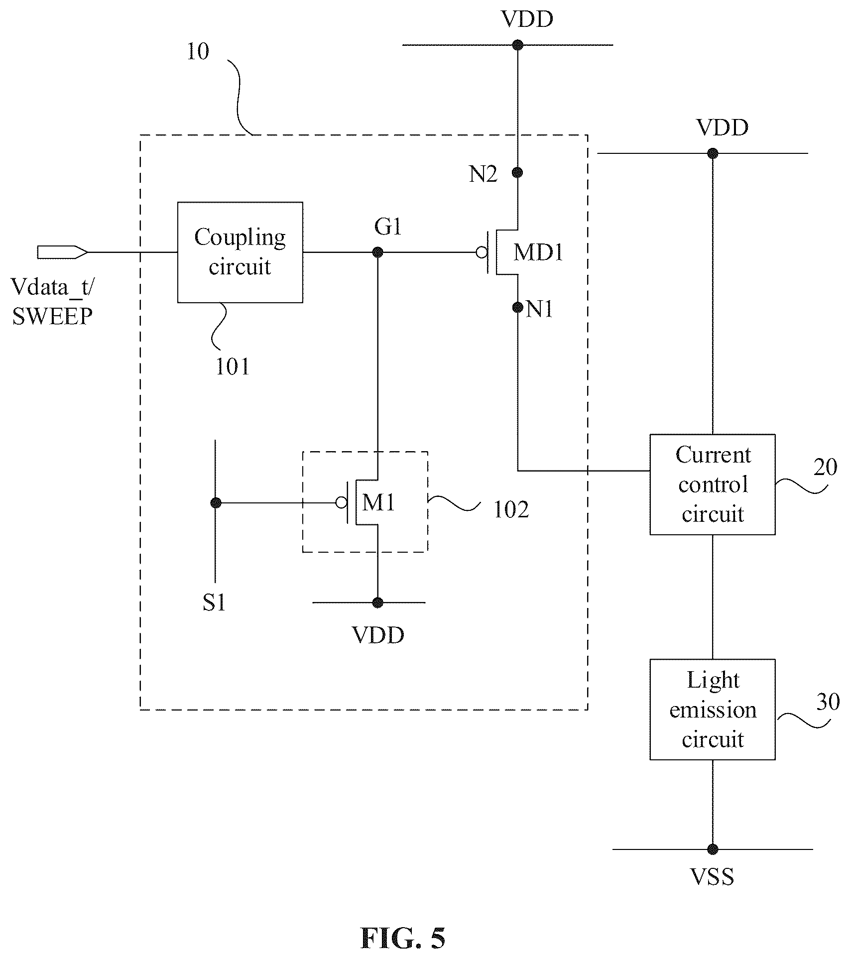 Patent US12562119 Figure 5 – Pixel circuit and driving method thereof, and display device