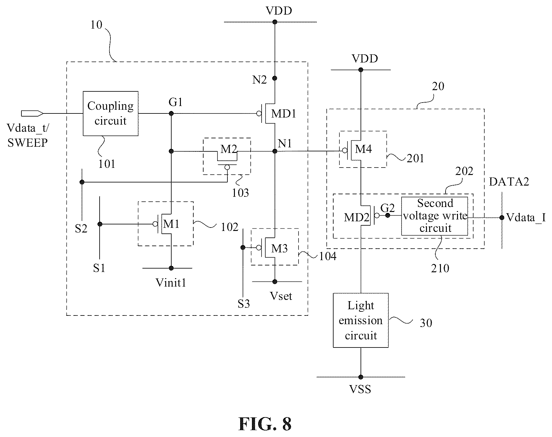 Patent US12562119 Figure 8 – Pixel circuit and driving method thereof, and display device