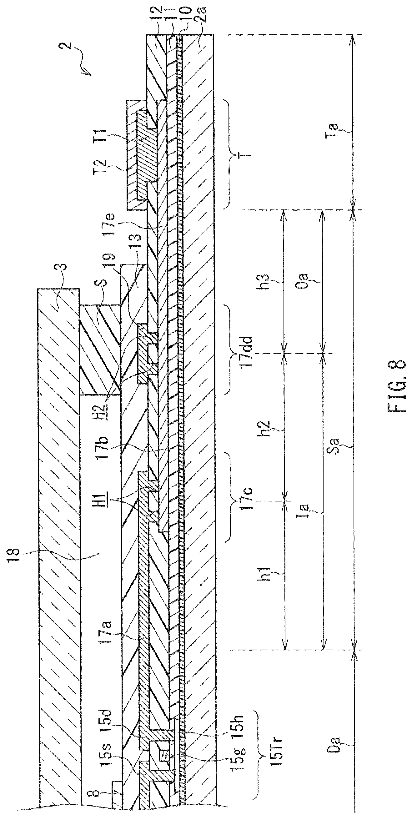 Patent US12562136 Figure 8 – Active matrix substrate and display device