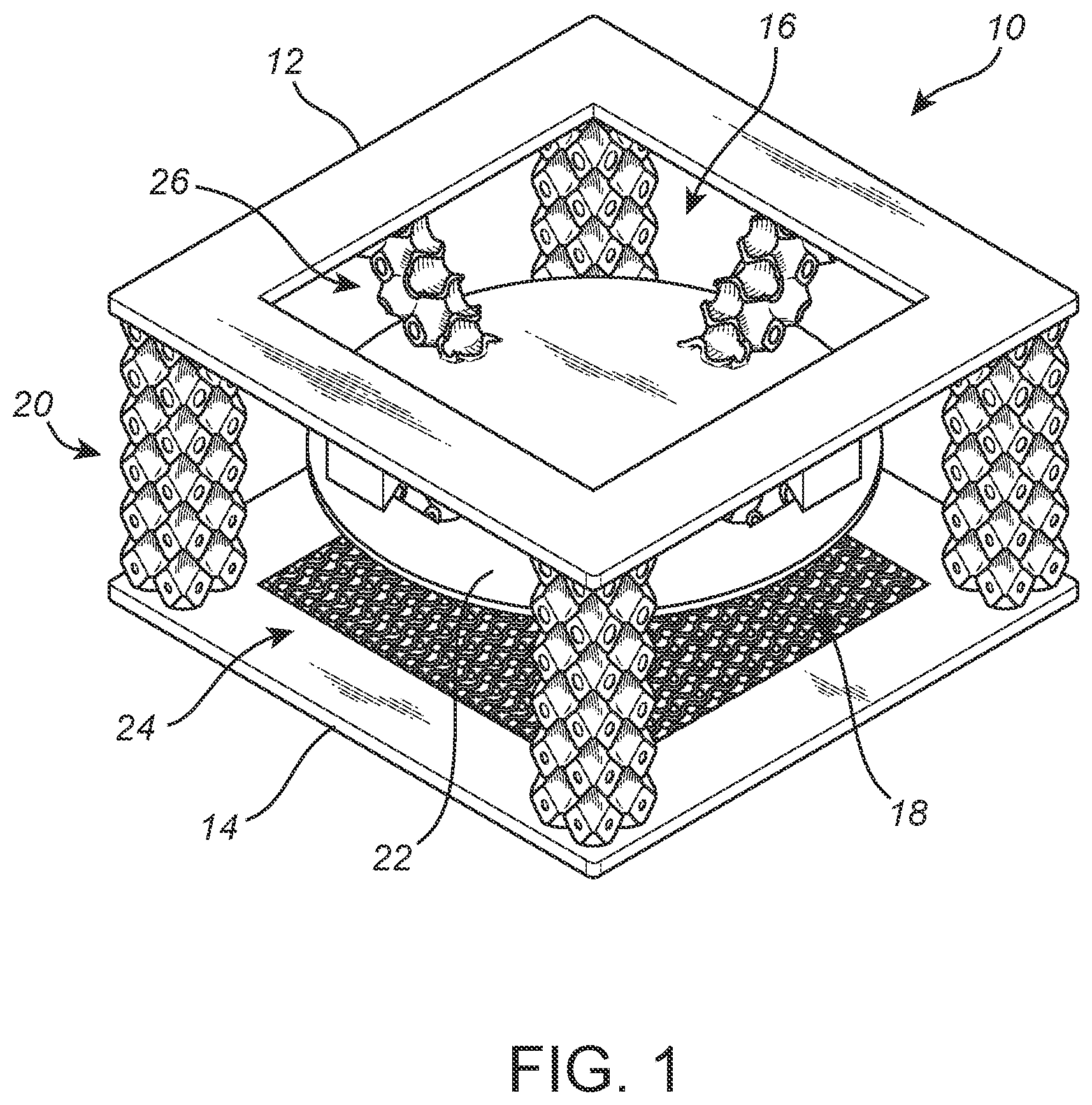 Patent US12562143 Figure 1 – Unit cell and structural panel assemblies with enhanced impact and noise absorption characteristics